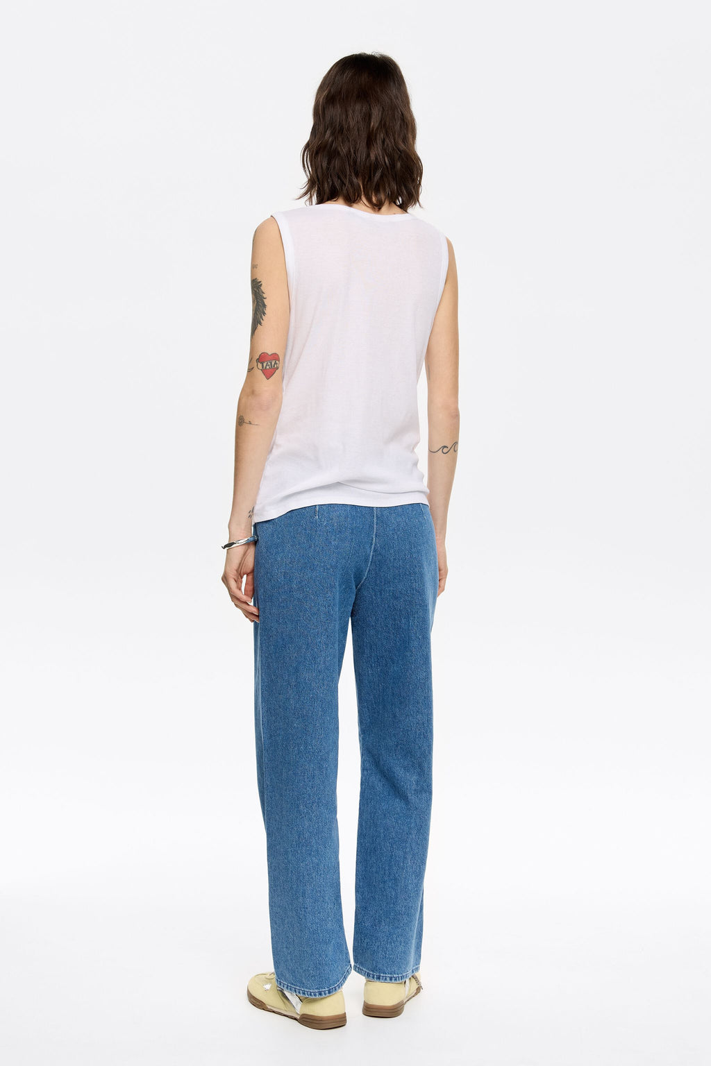 Mid-blue denim ankle-length jeans