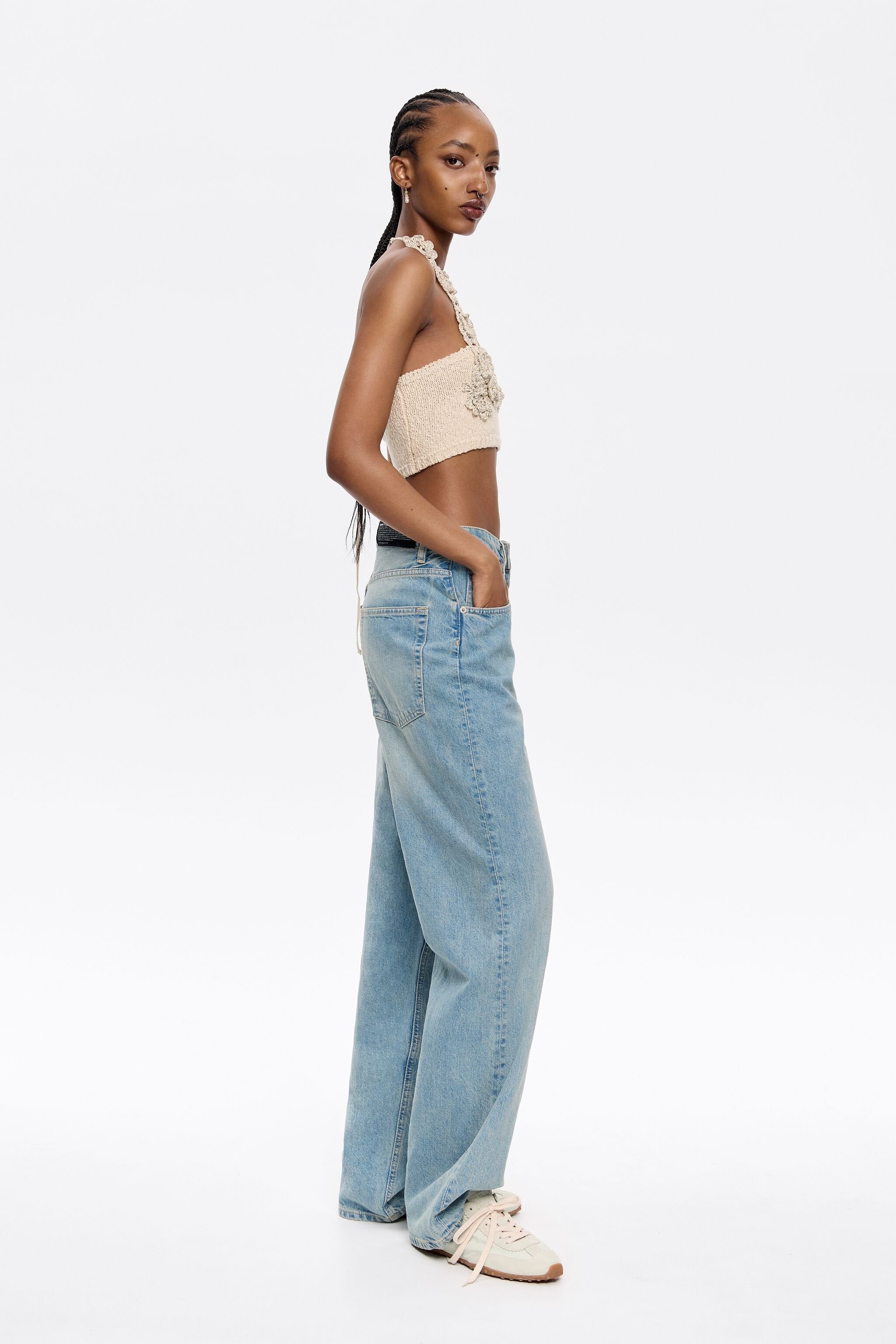 WIDE LEG - Light blue jeans
