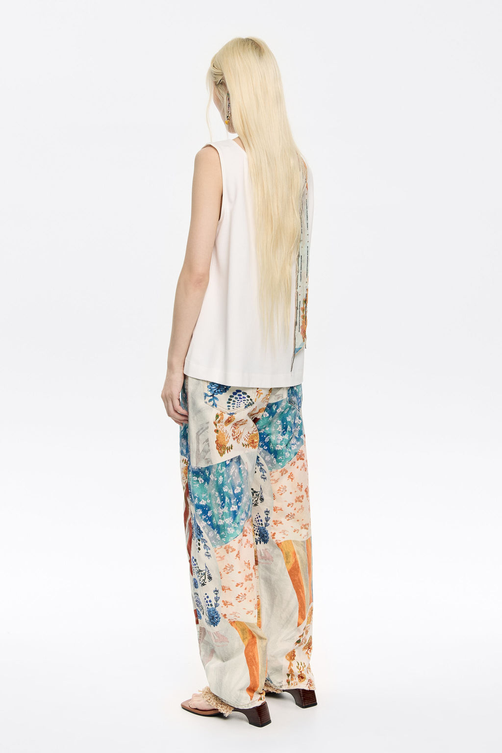 BARREL - Orange Patchwork jeans