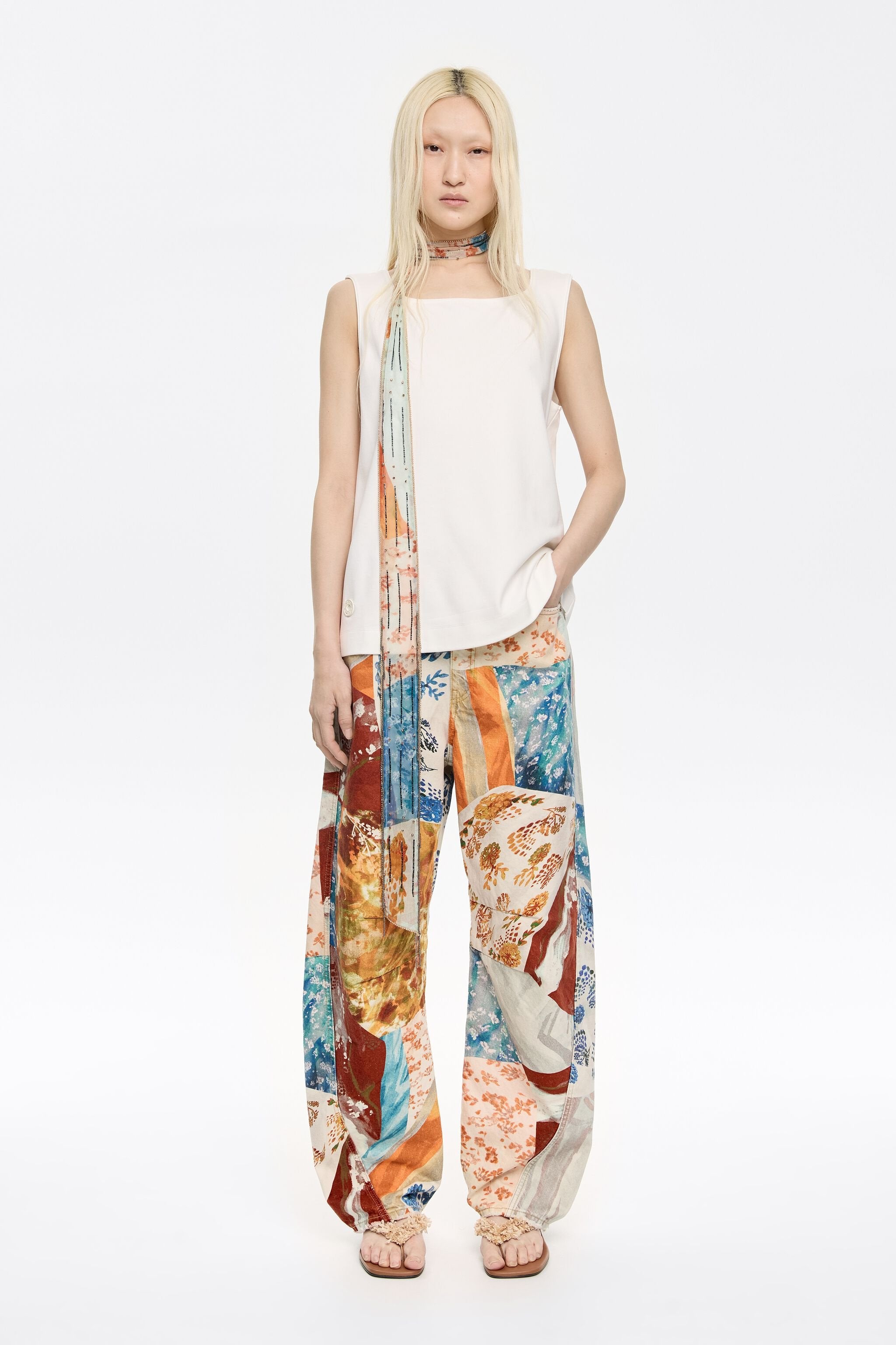 BARREL - Orange Patchwork jeans