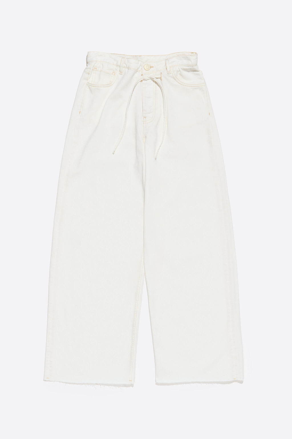 Ecru wide leg denim trousers