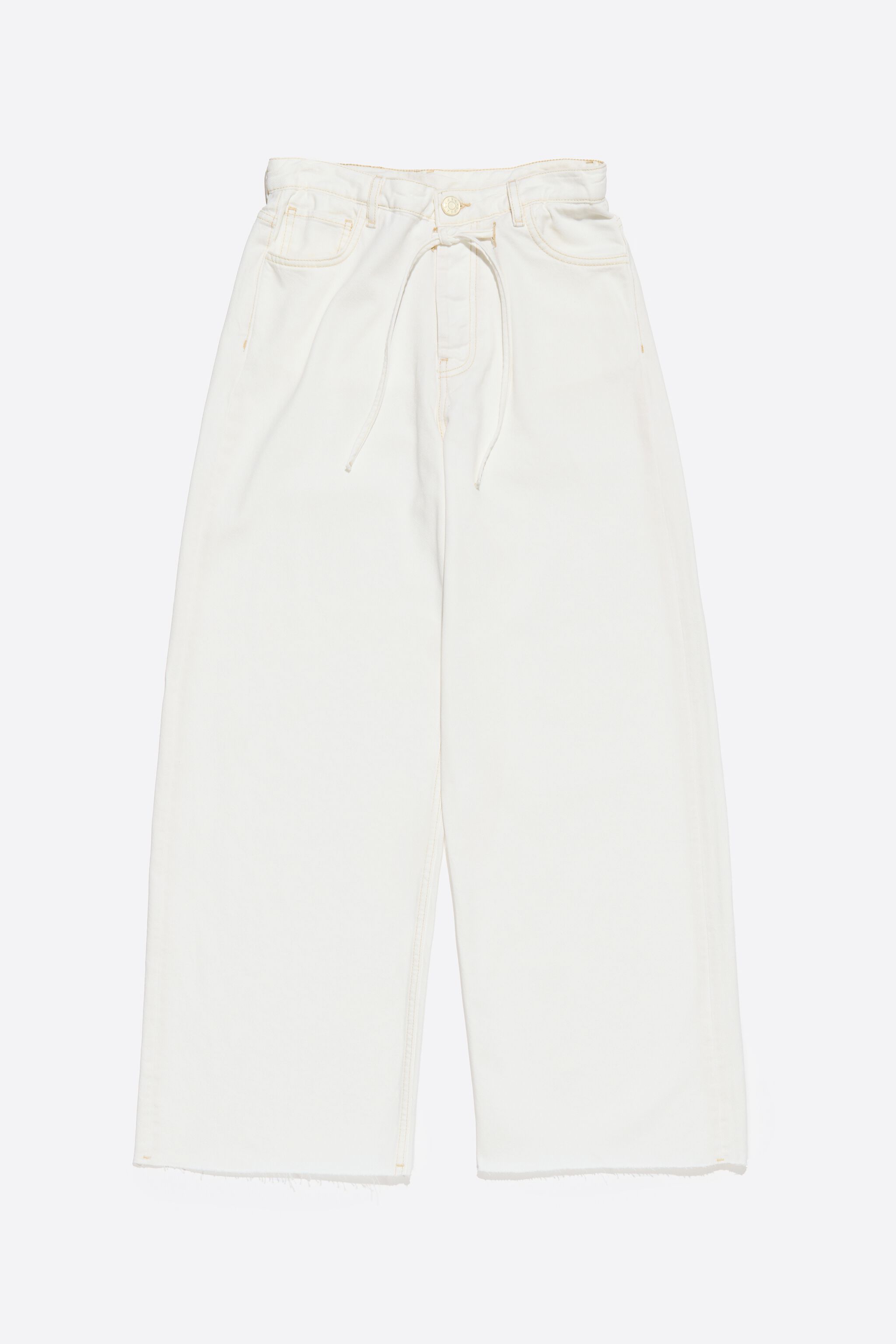 Ecru wide leg denim trousers