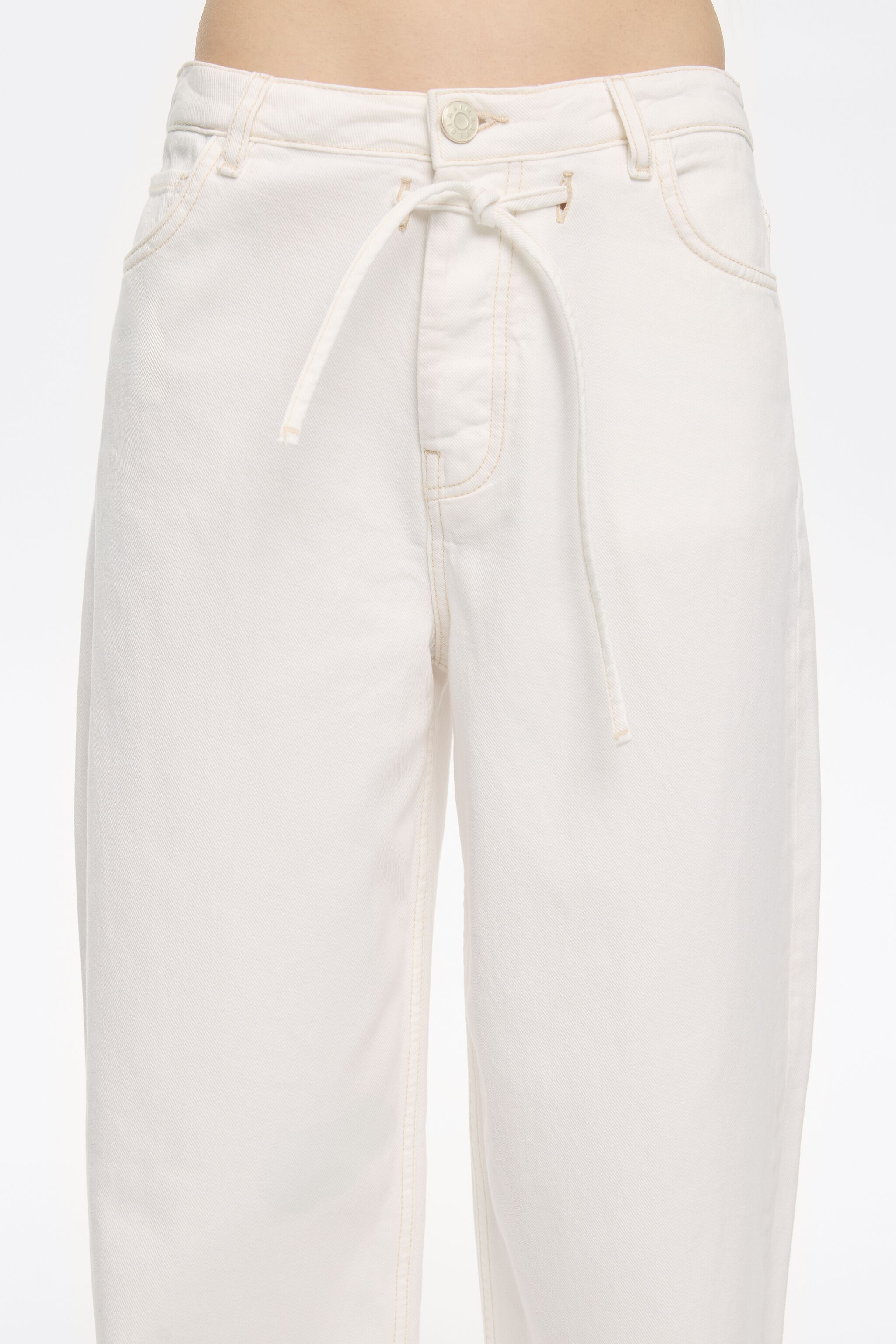 Ecru wide leg denim trousers