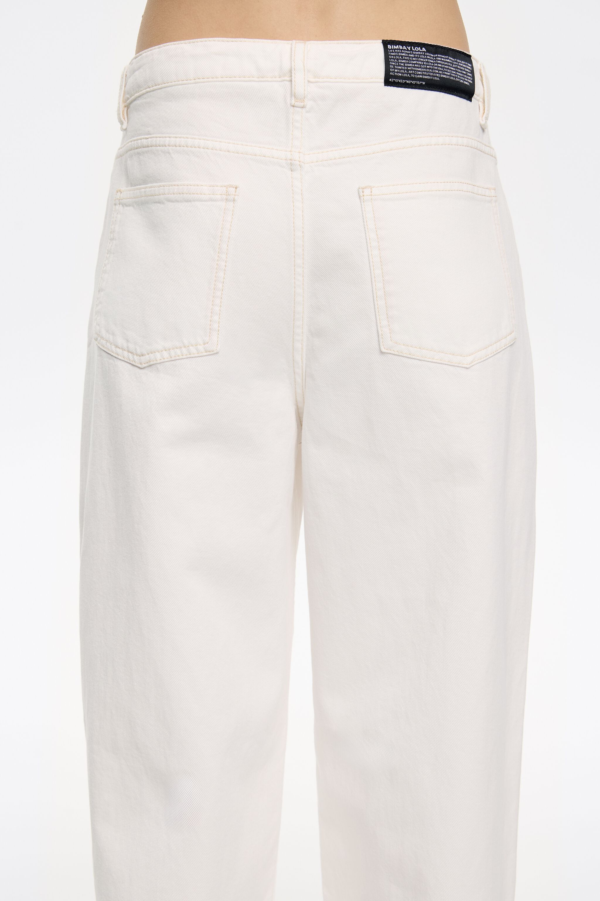 Ecru wide leg denim trousers
