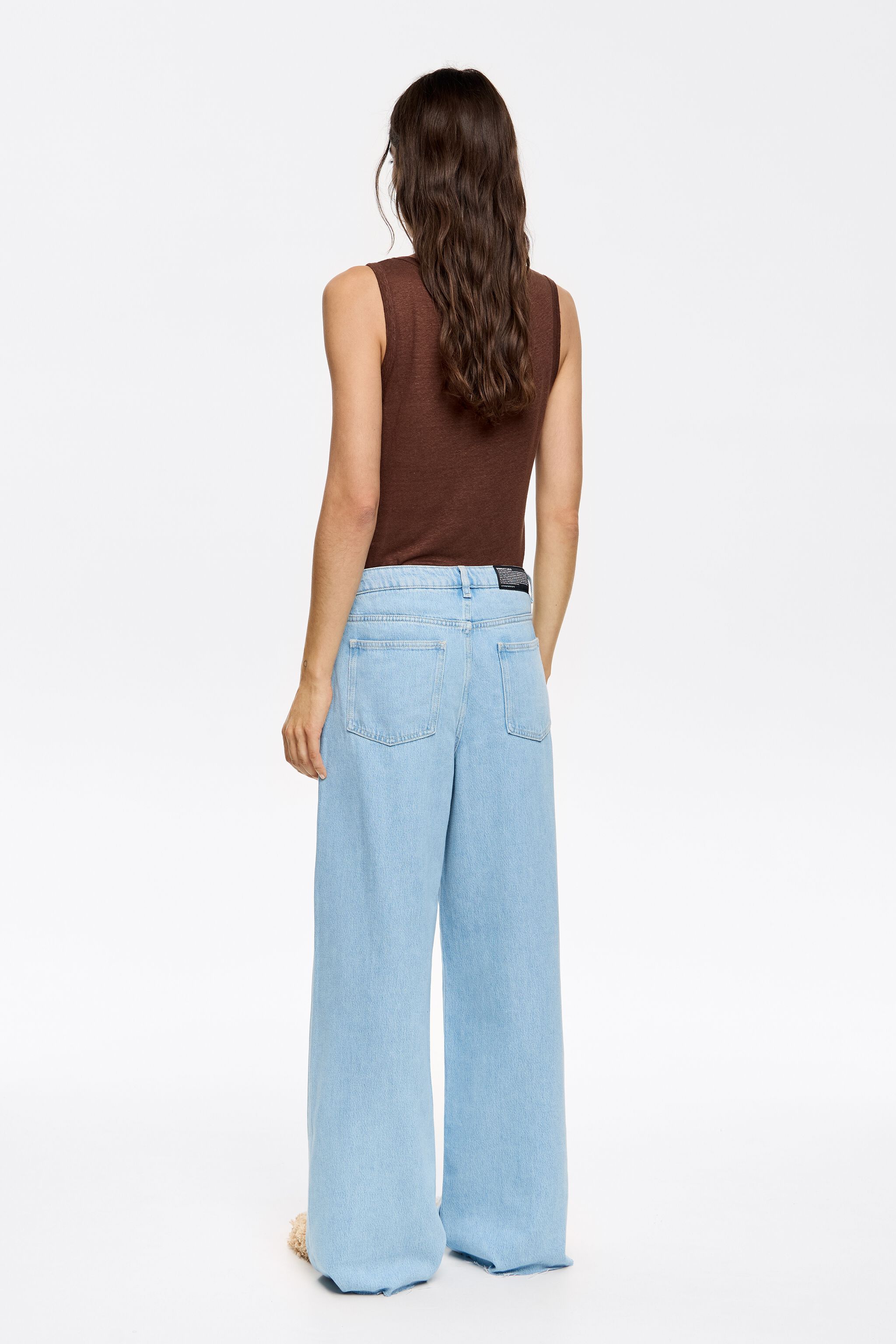 Light blue wide denim trousers