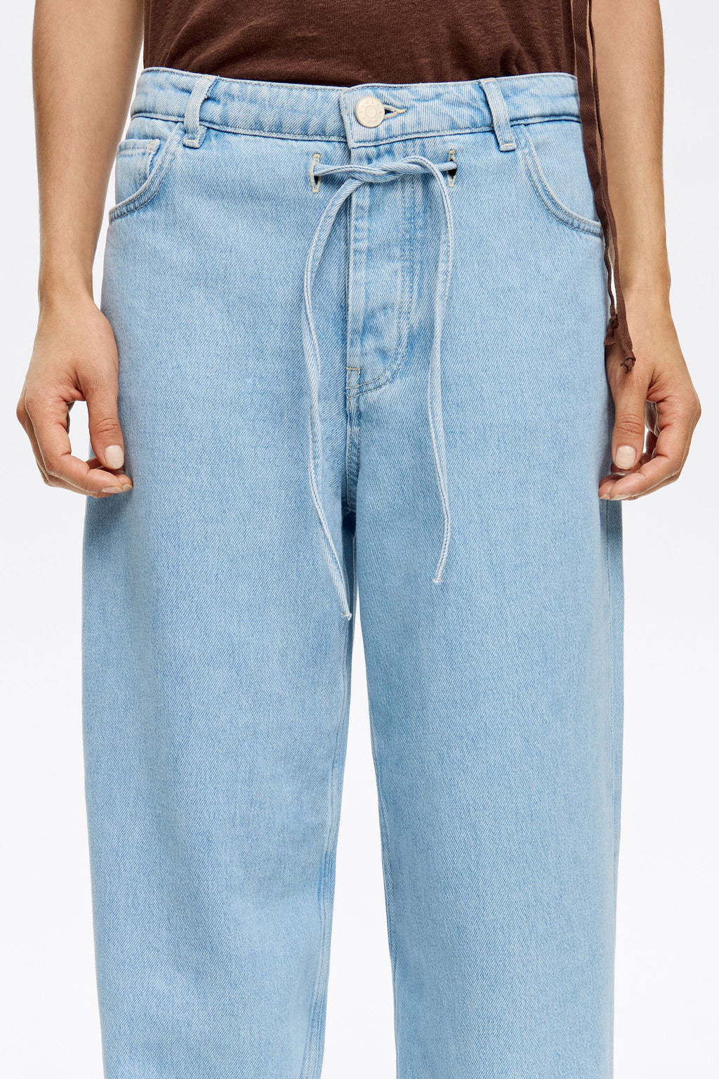 Light blue wide denim trousers