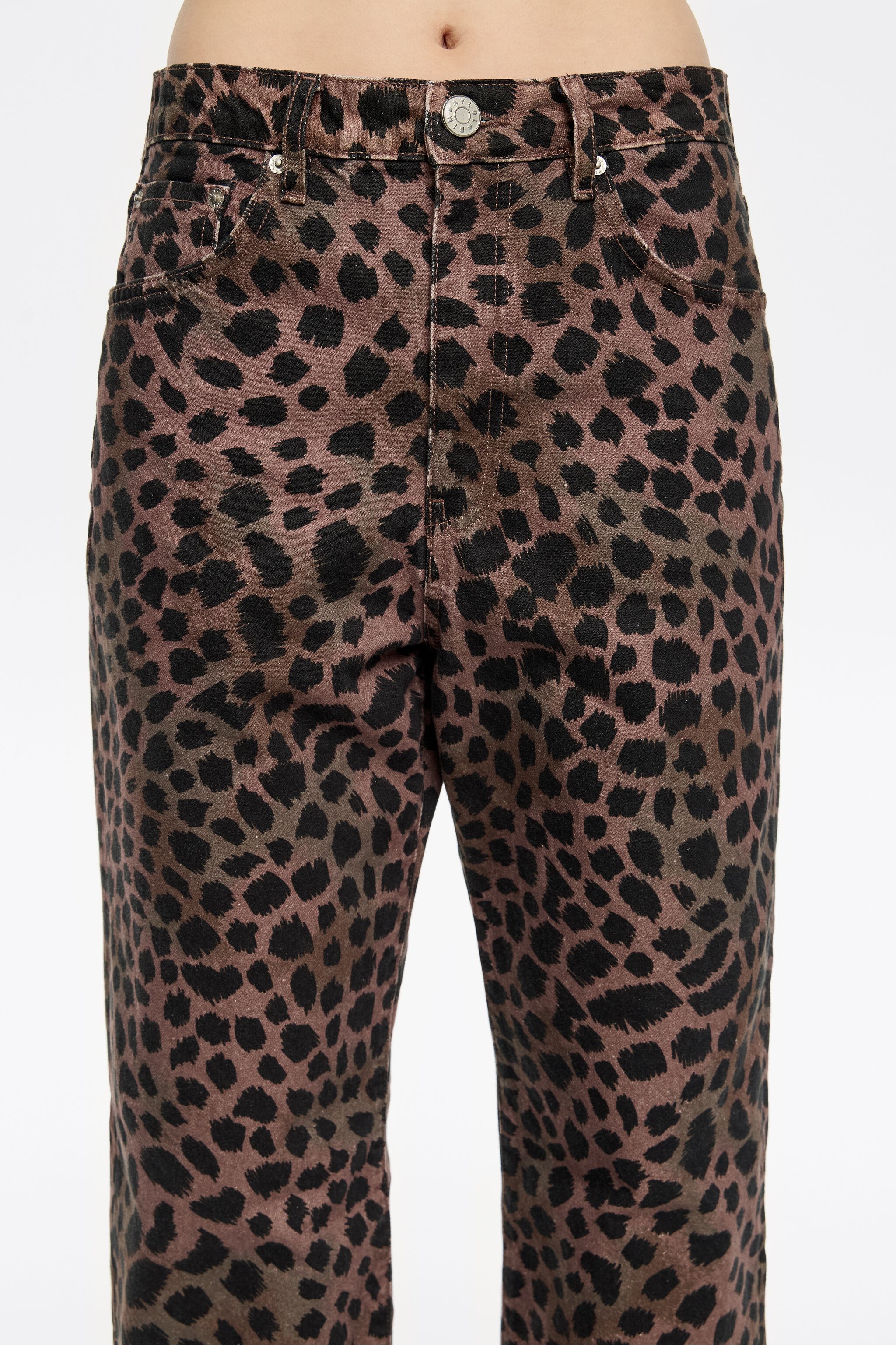 STRAIGHT CROPPED - Khaki Cheetah jeans