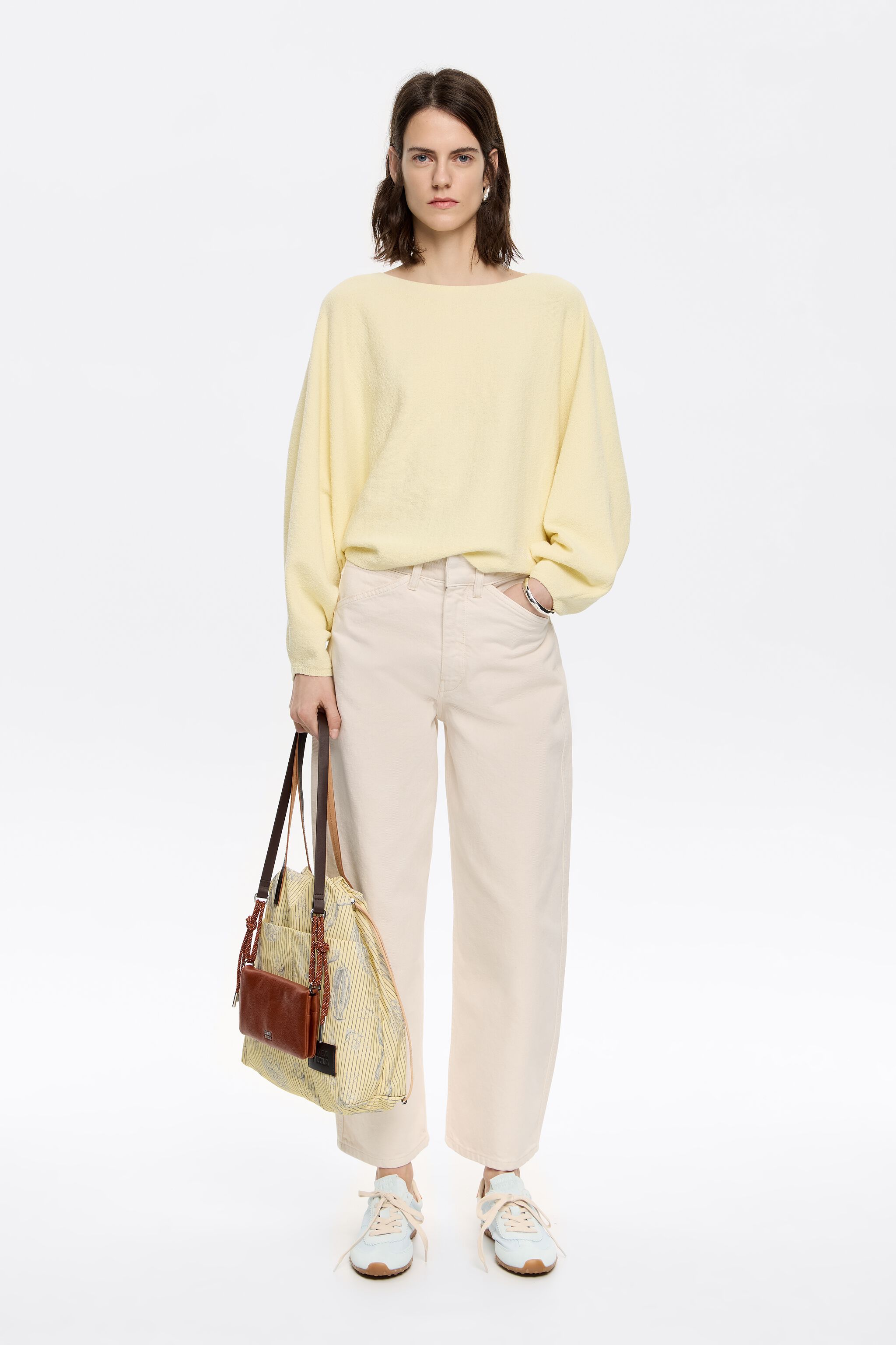Light yellow batwing sweater