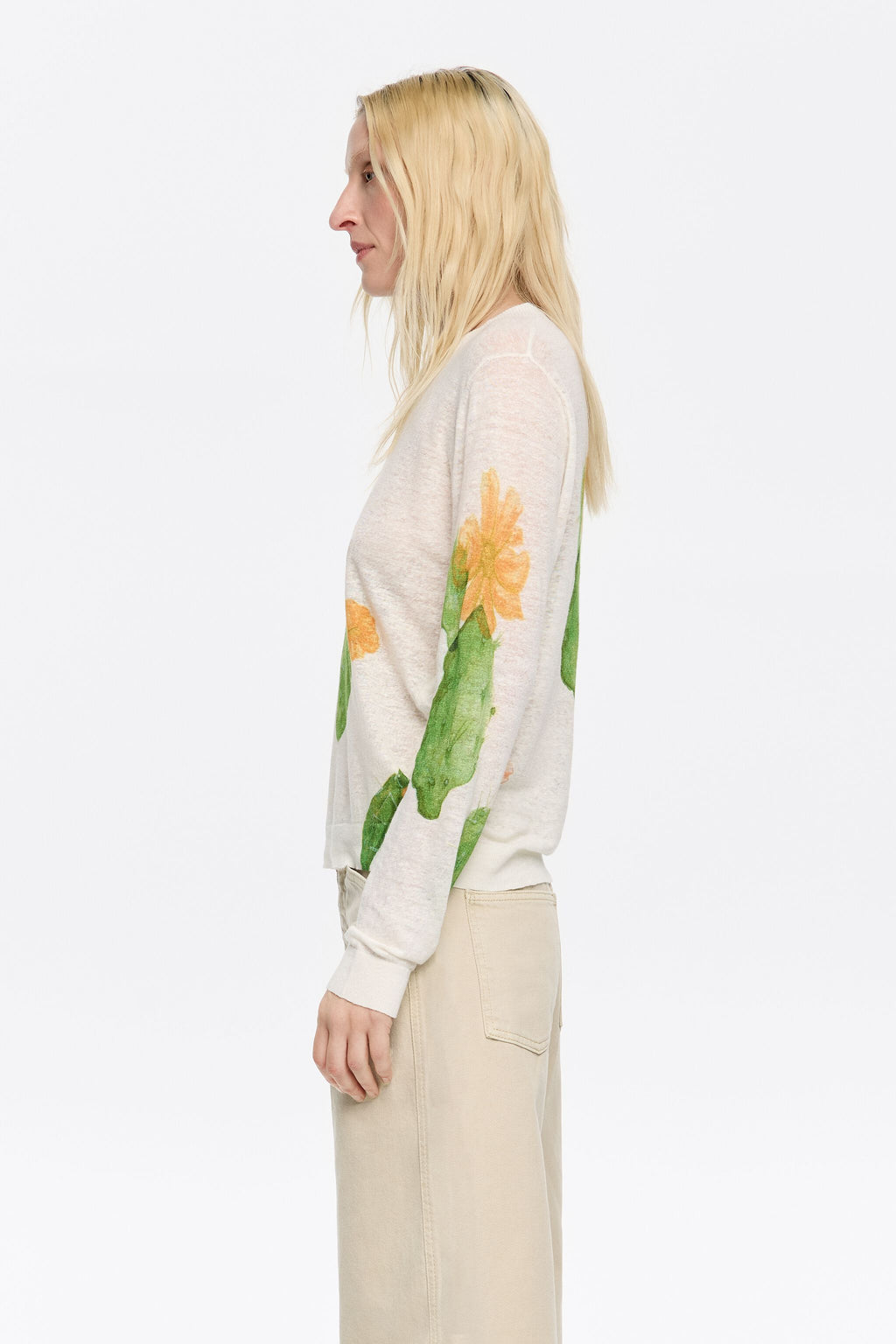 Ivory Cactus linen straight sweater