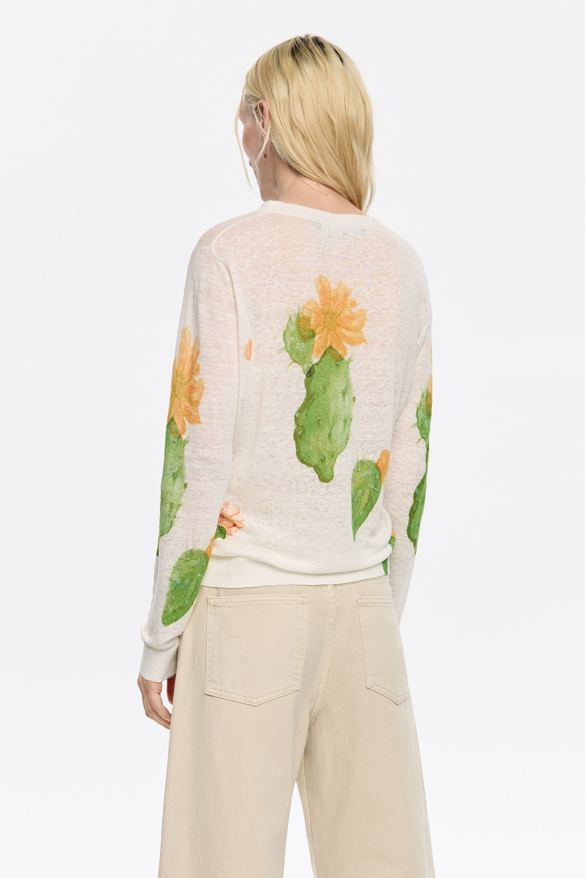 Ivory Cactus linen straight sweater