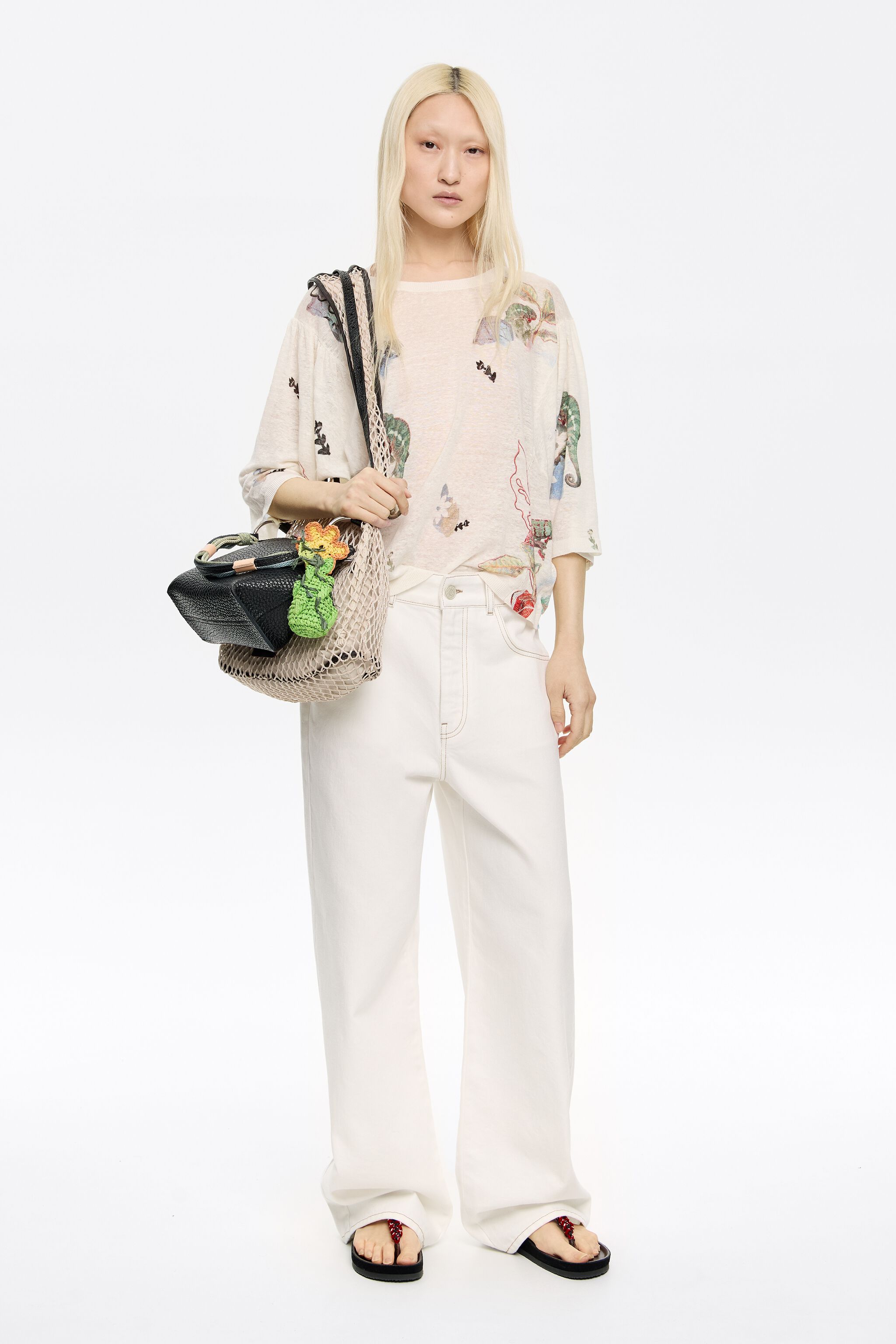 Ivory Chameleon gathered shoulder sweater