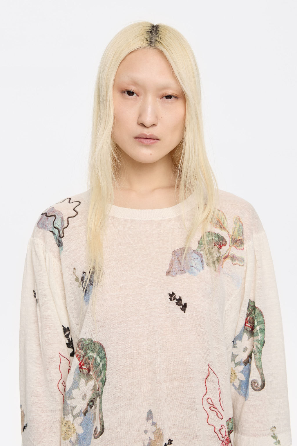 Ivory Chameleon gathered shoulder sweater