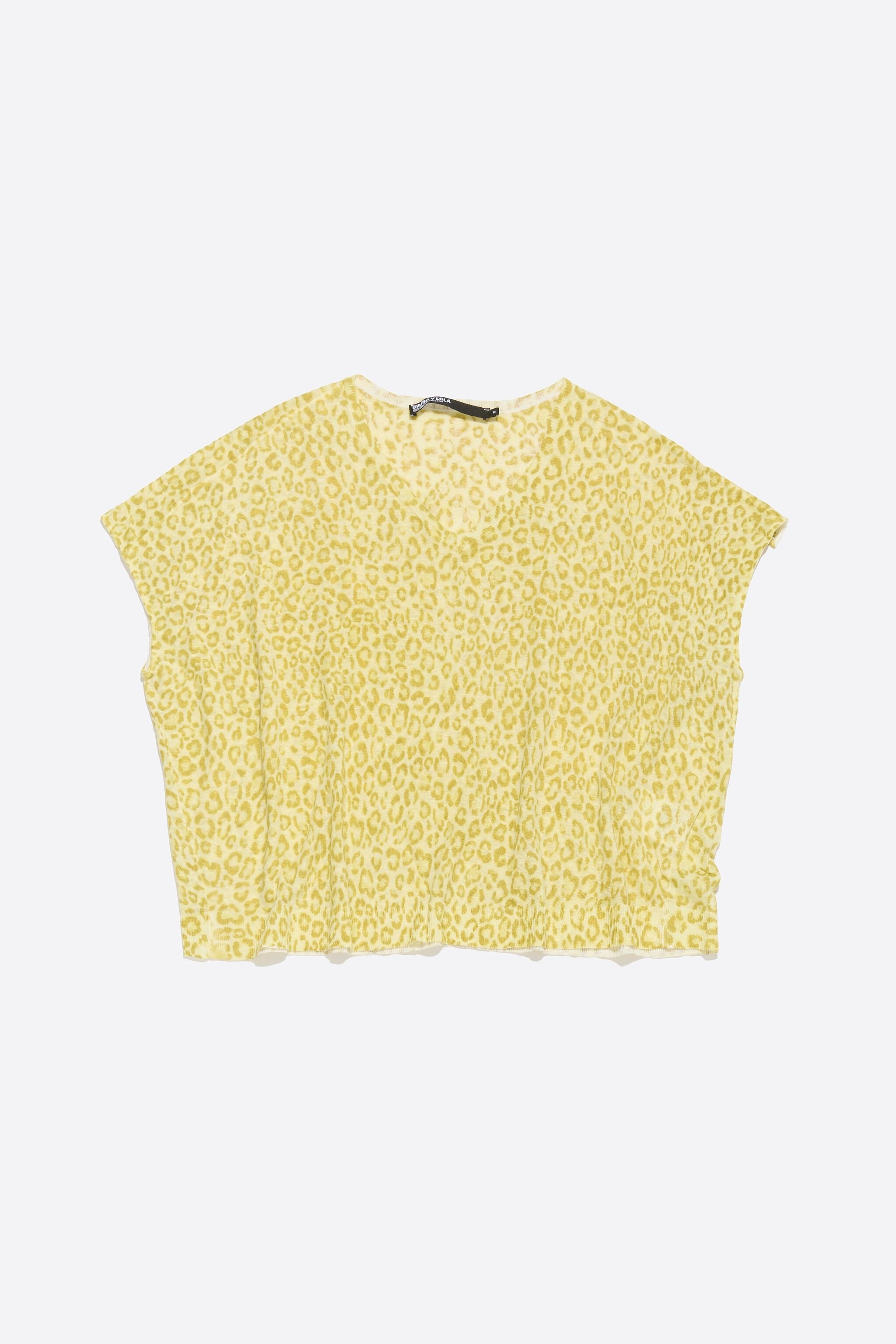 Yellow Animalspots linen cape sweater