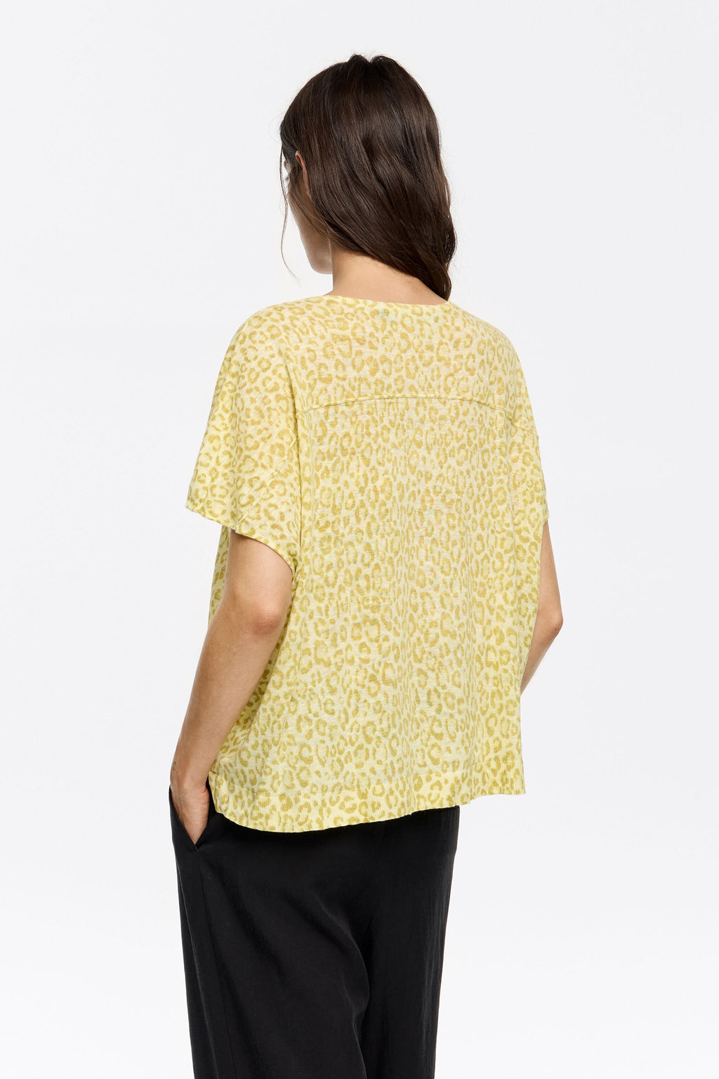 Yellow Animalspots linen cape sweater