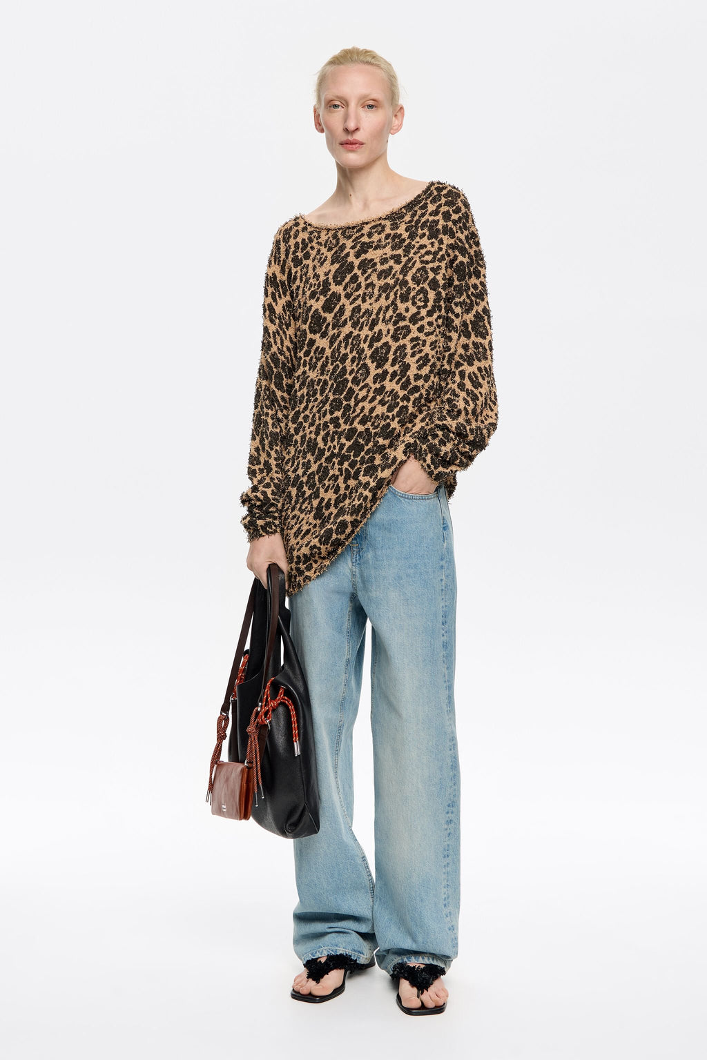 Natural Leopard fancy knit sweater