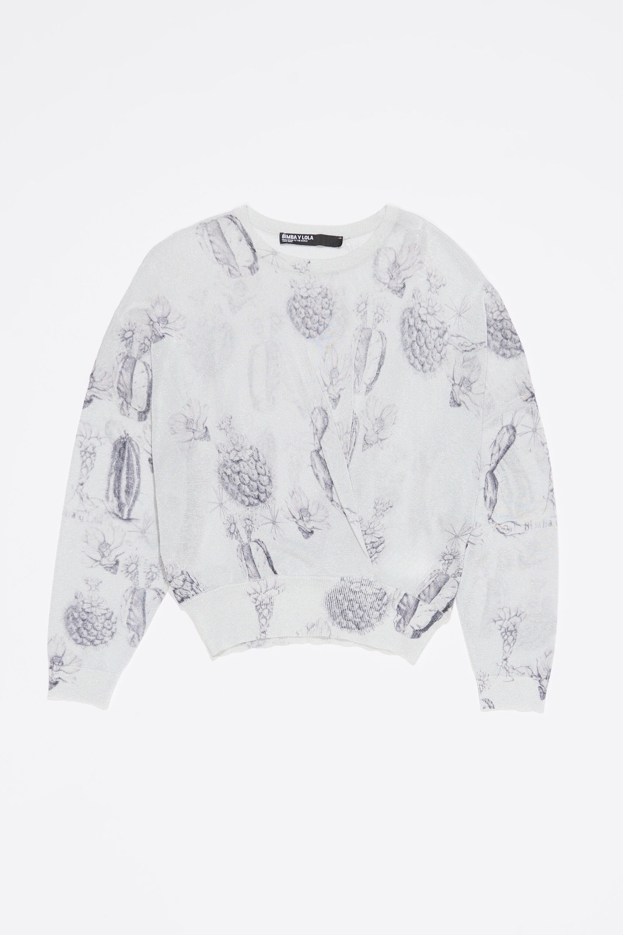 White lurex Cactus Lápiz sweater