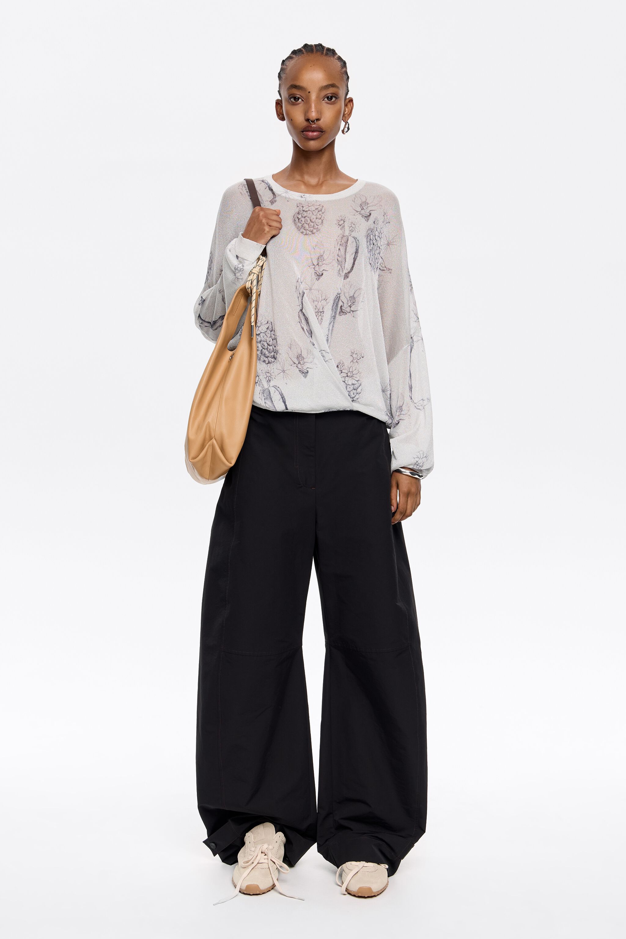 White lurex Cactus Lápiz sweater