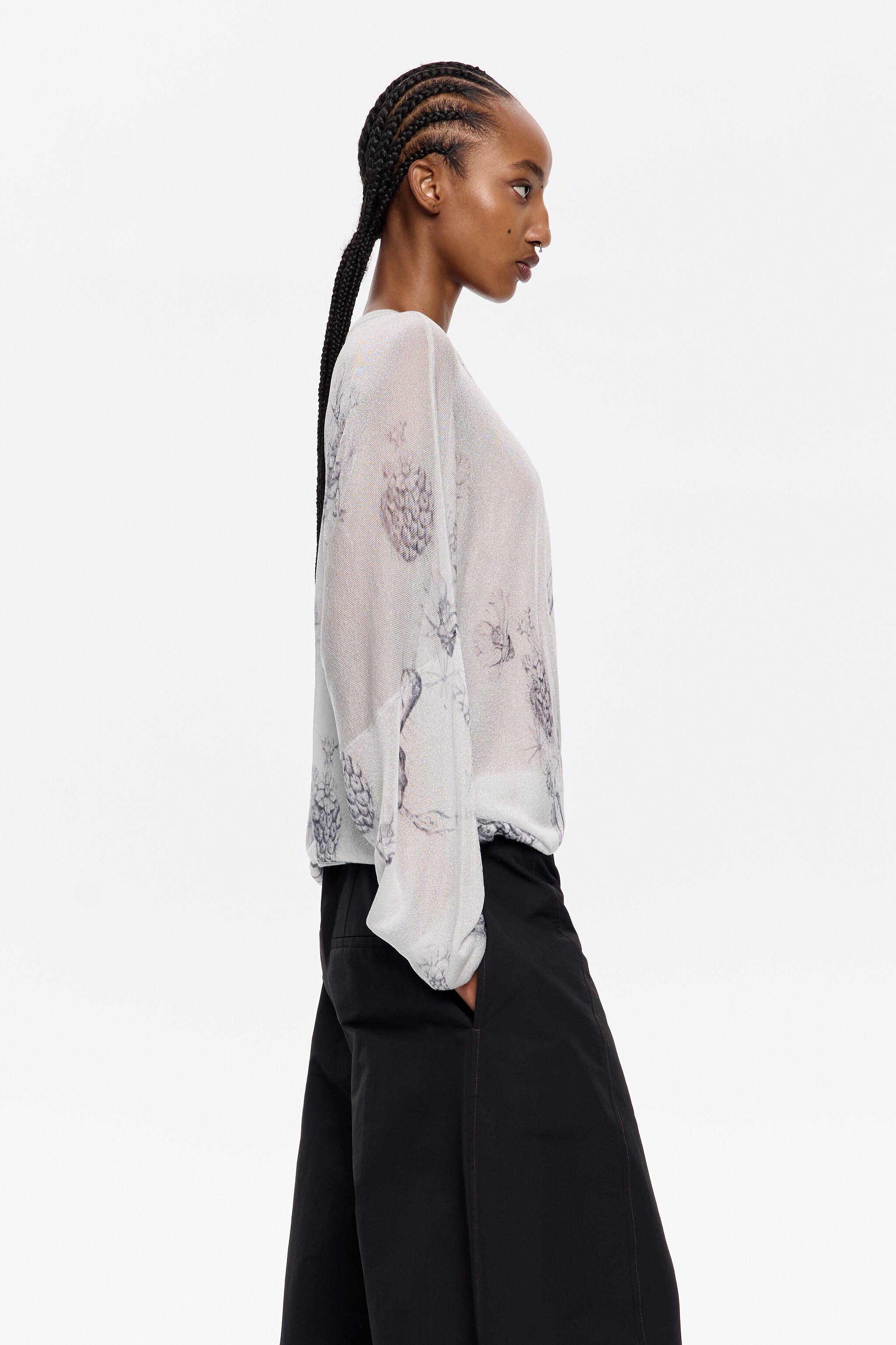 White lurex Cactus Lápiz sweater