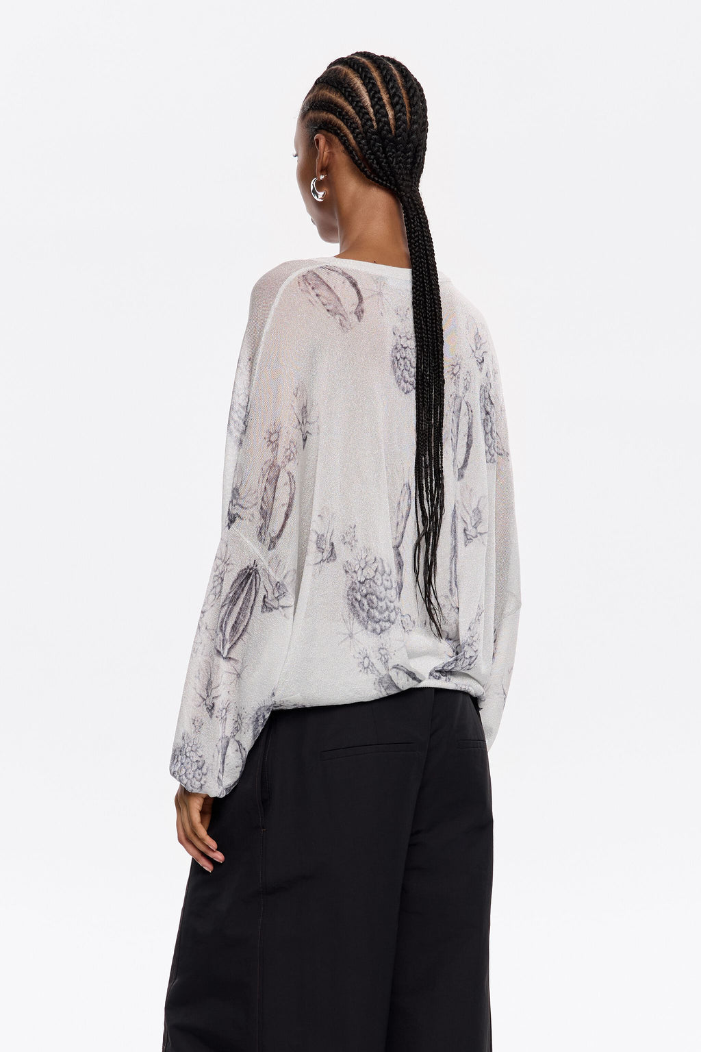 White lurex Cactus Lápiz sweater