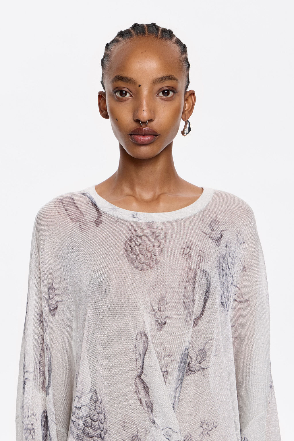 White lurex Cactus Lápiz sweater