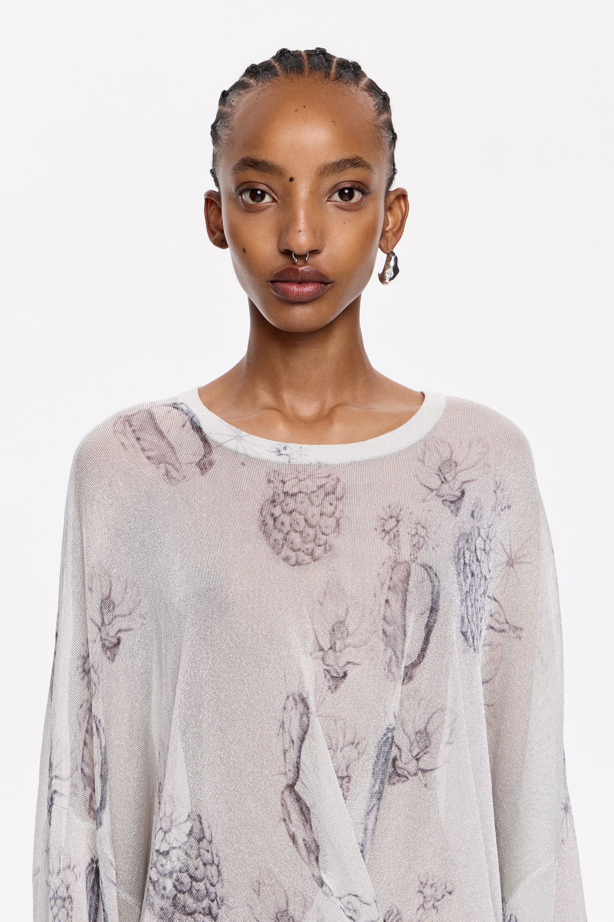 White lurex Cactus Lápiz sweater