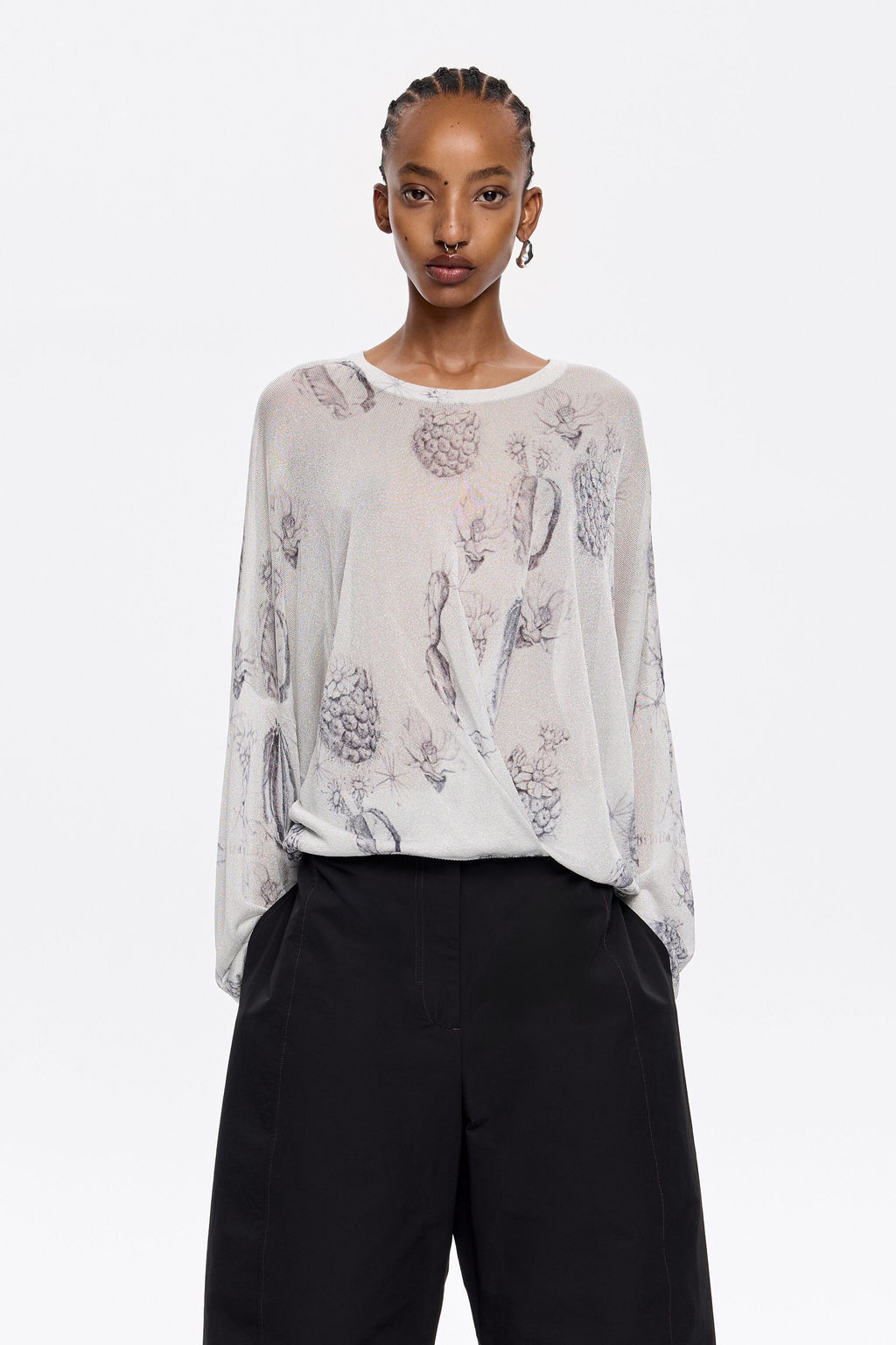 White lurex Cactus Lápiz sweater