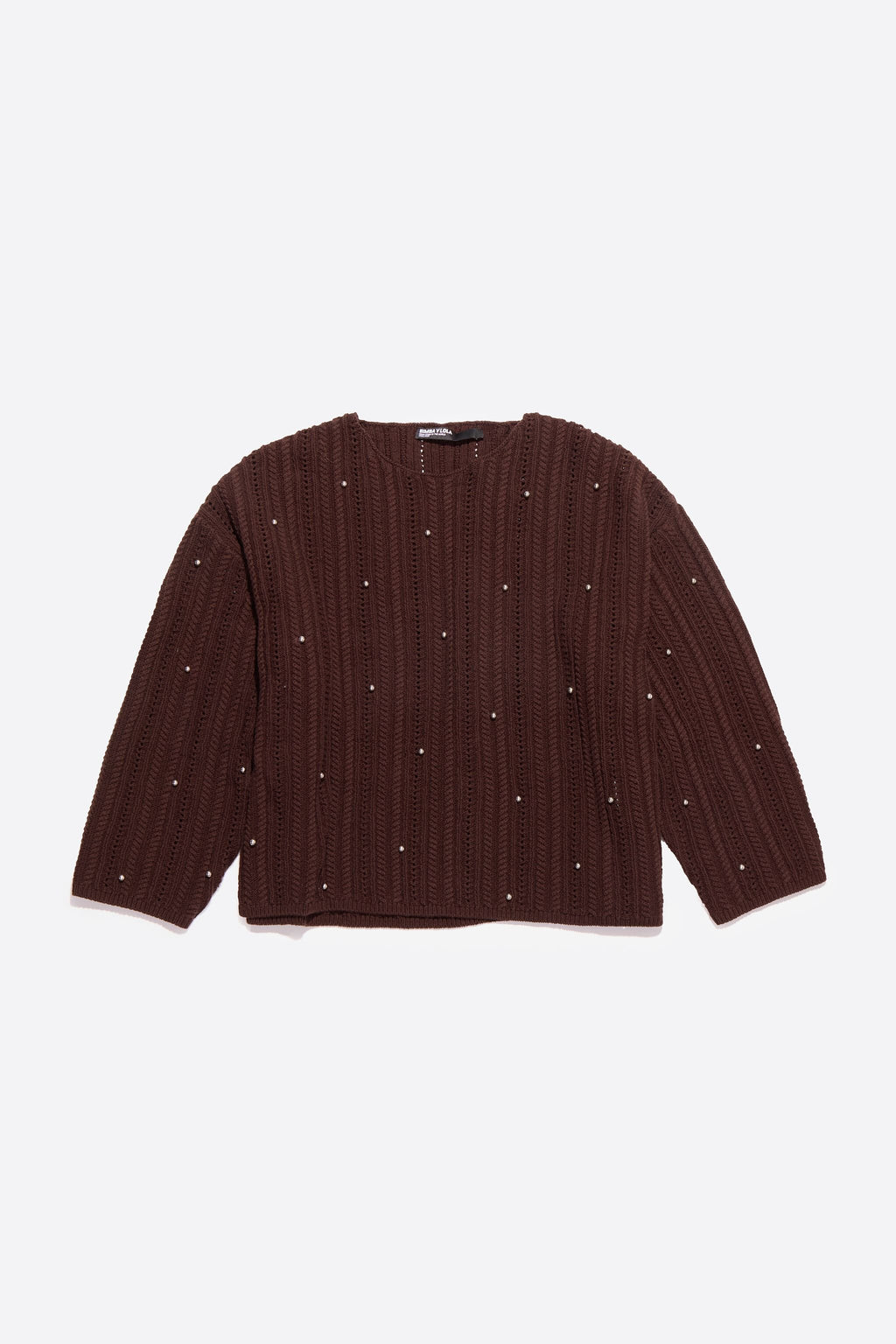 Brown cotton boxy sweater