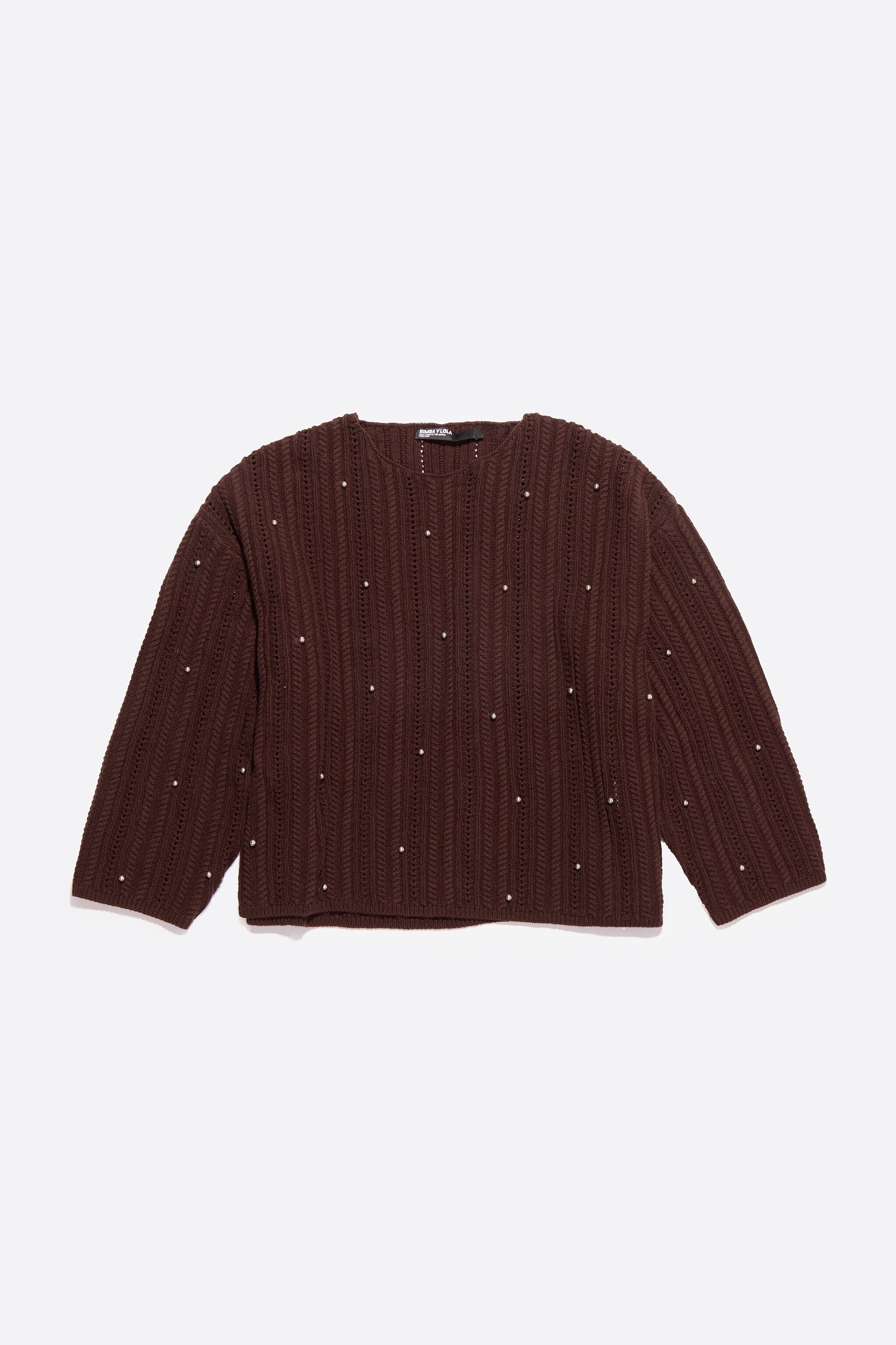 Brown cotton boxy sweater
