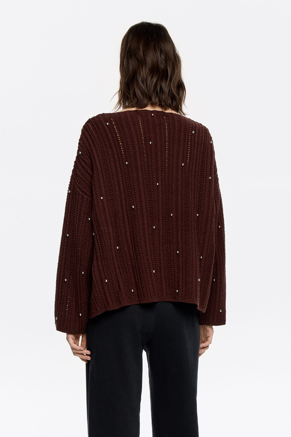Brown cotton boxy sweater