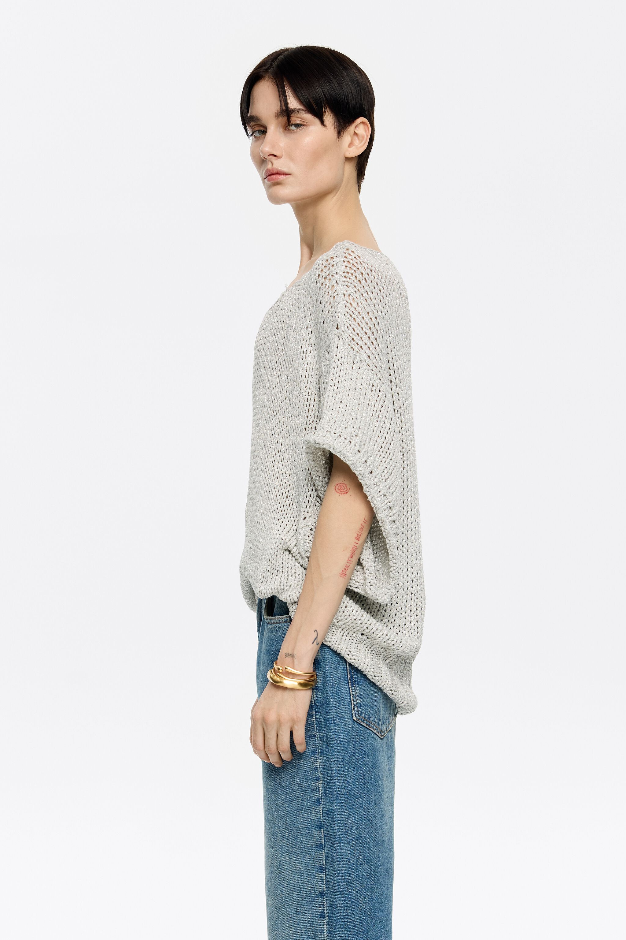 Silver oversize lurex sweater