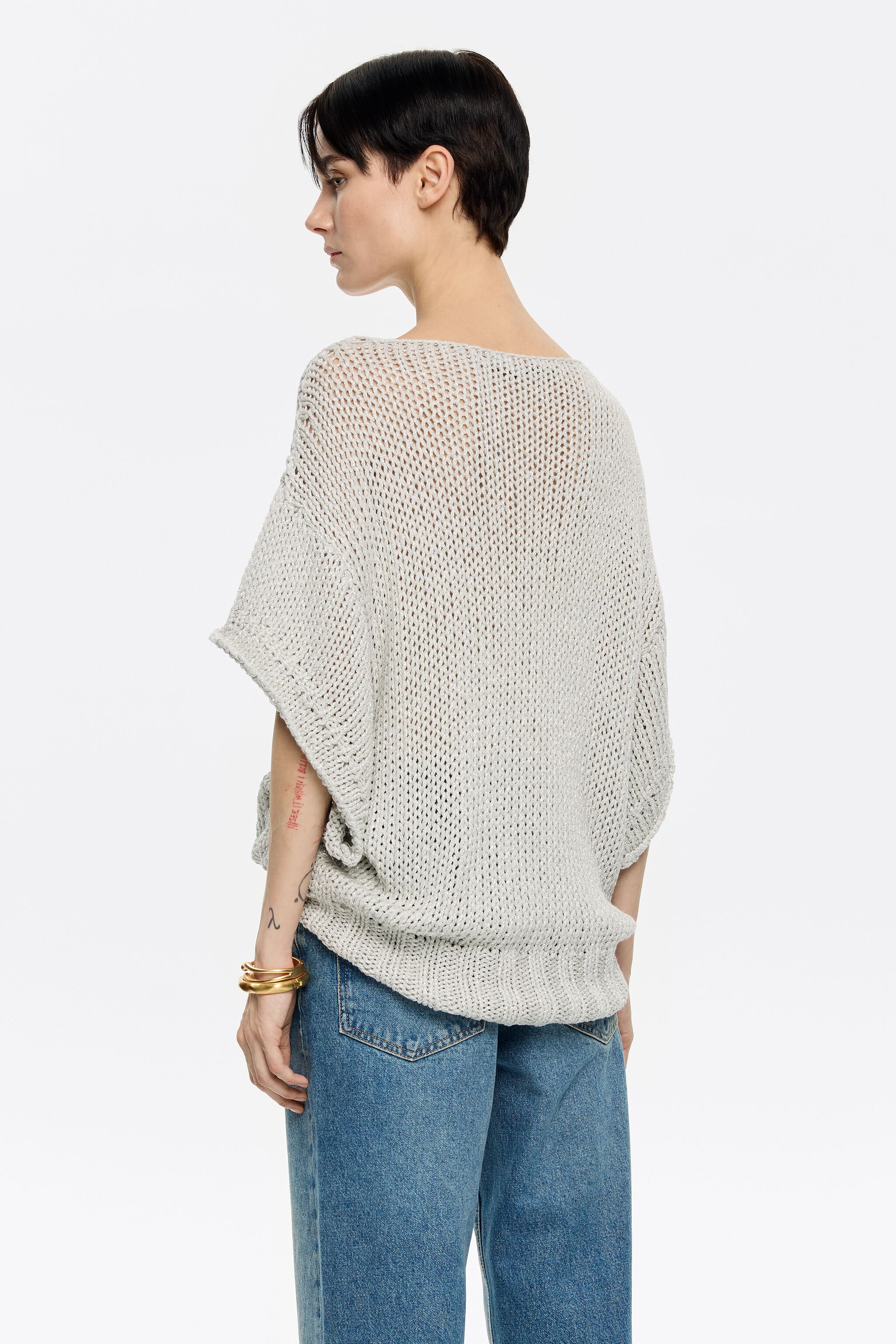 Silver oversize lurex sweater