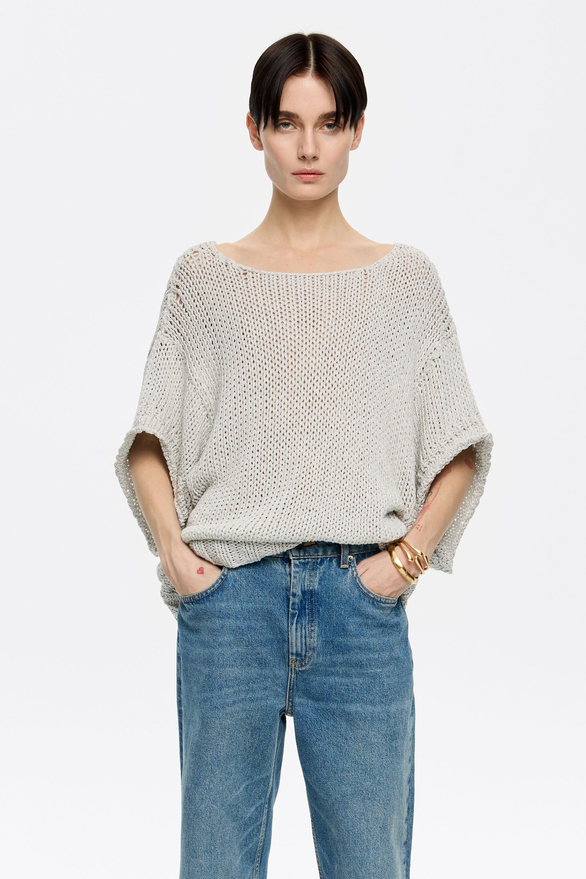 Silver oversize lurex sweater