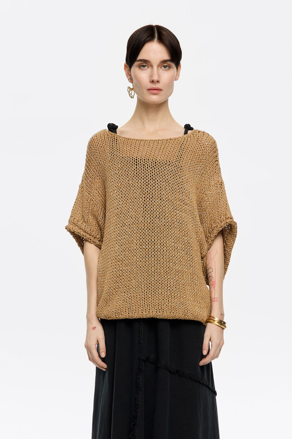 Gold oversize lurex sweater