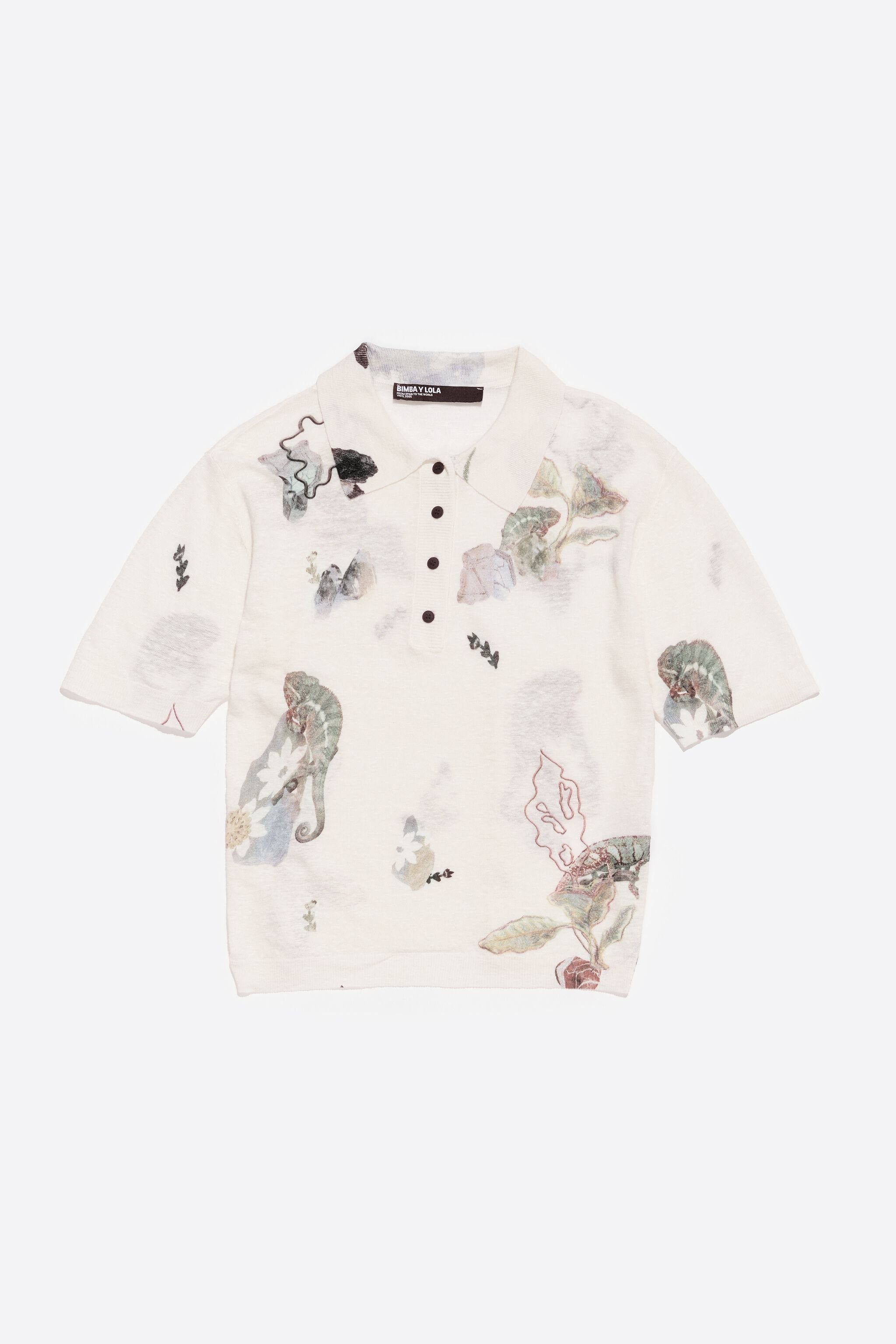 Ivory Chameleon linen polo shirt collar sweater