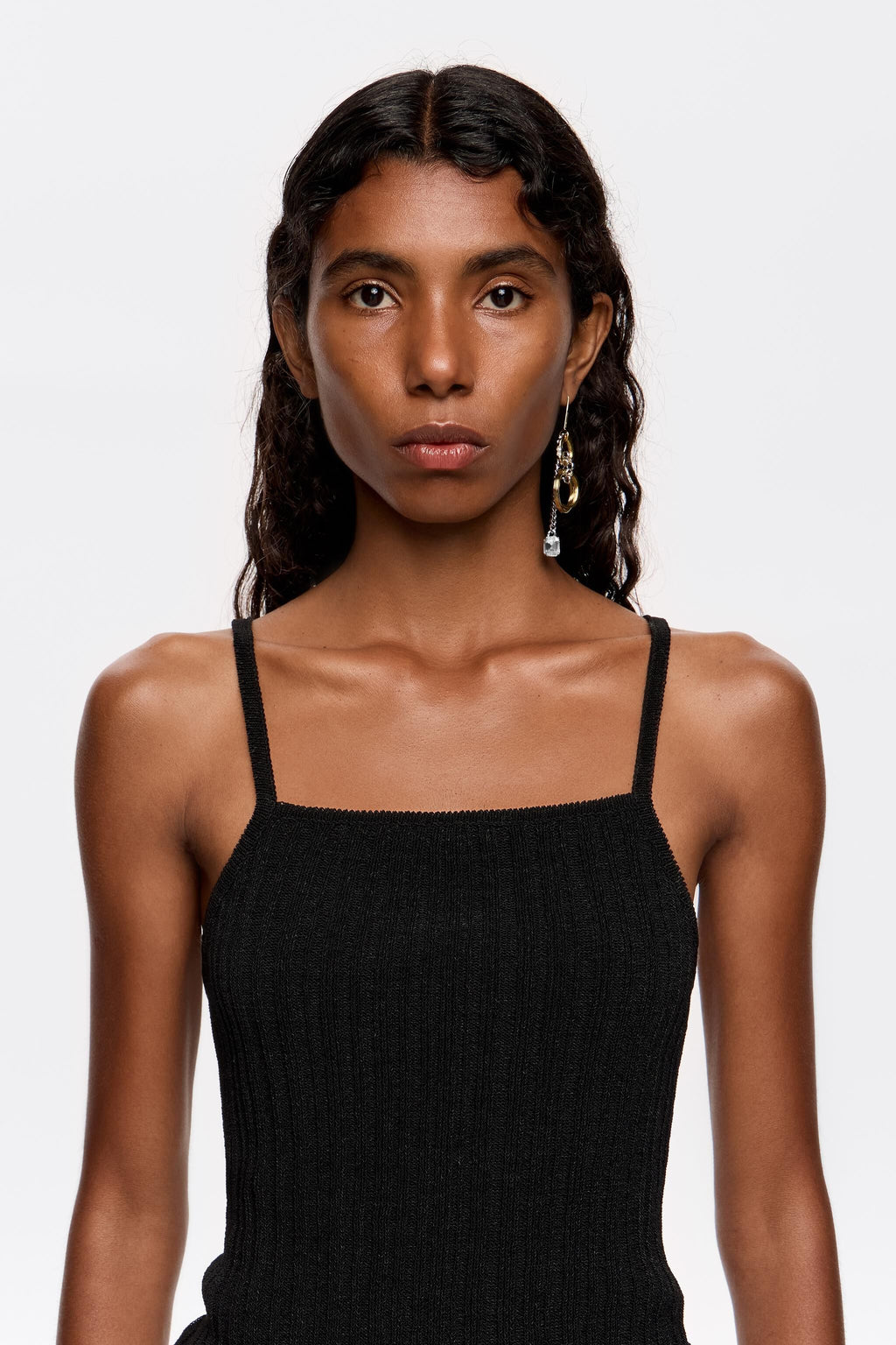 Black open back knit top