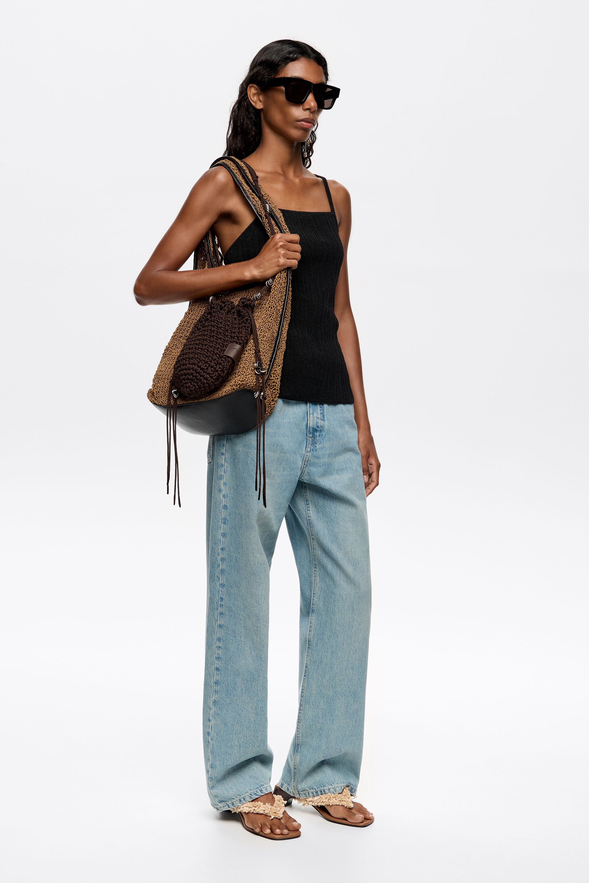 Black open back knit top