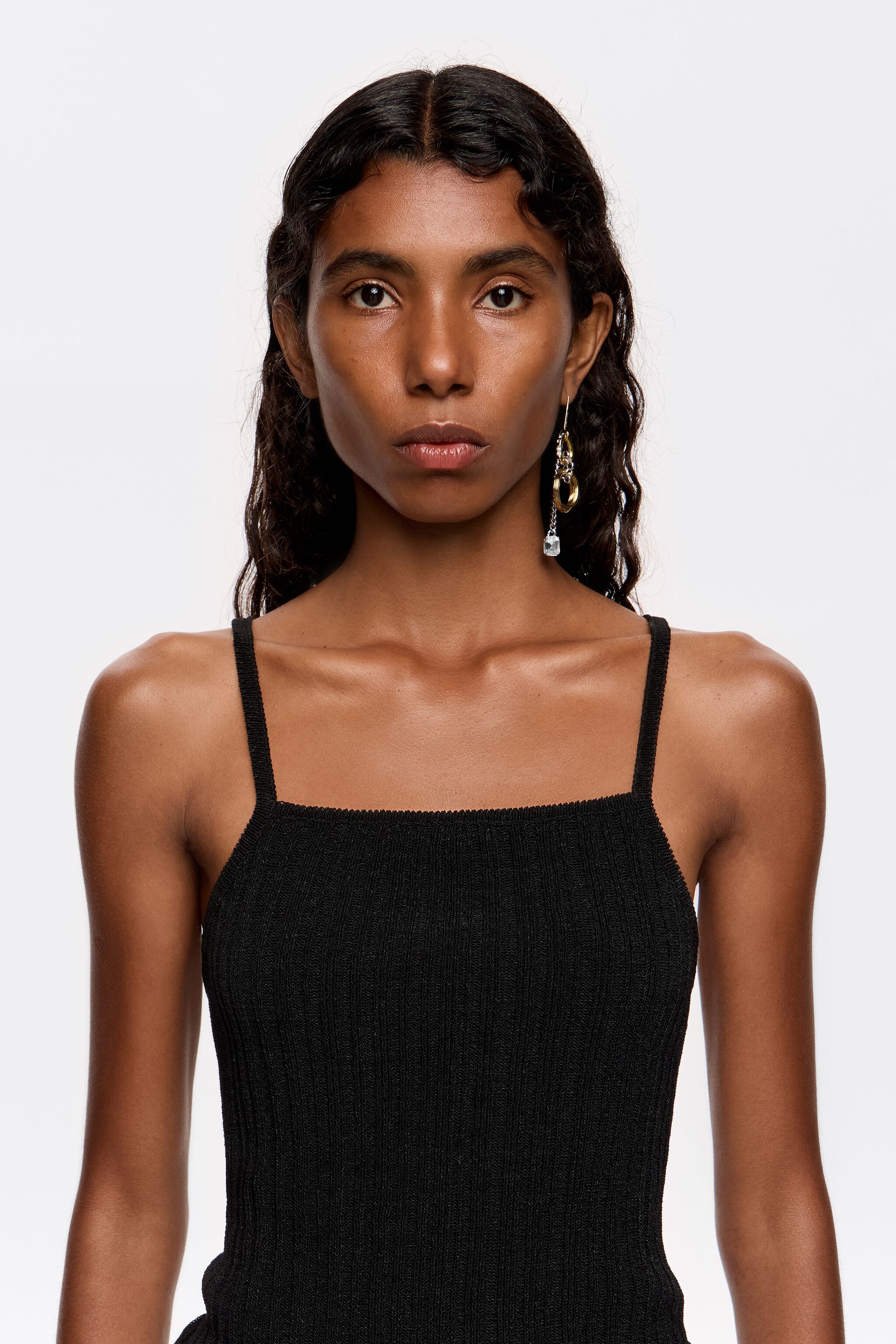 Black open back knit top