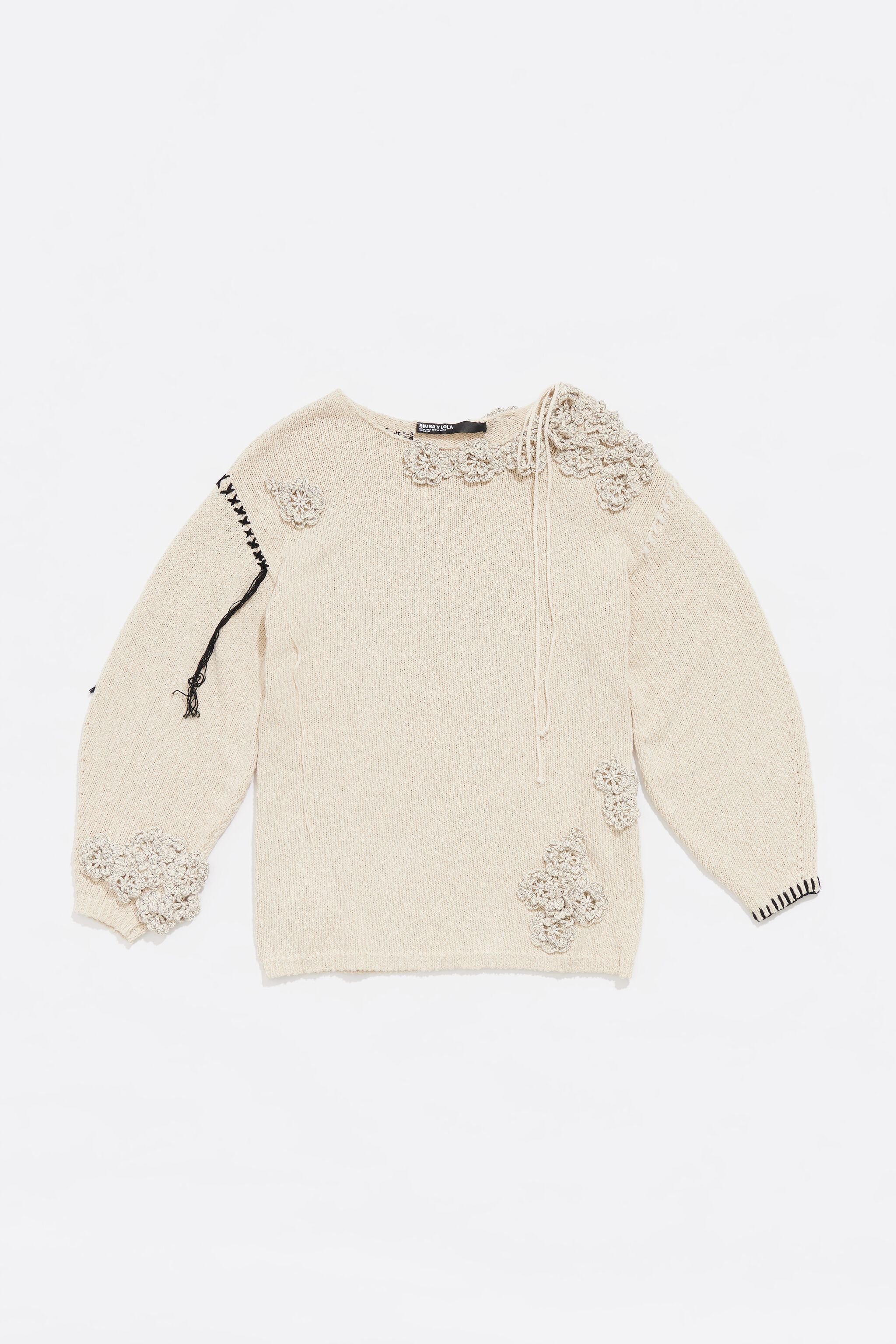 Sand floral crochet sweater