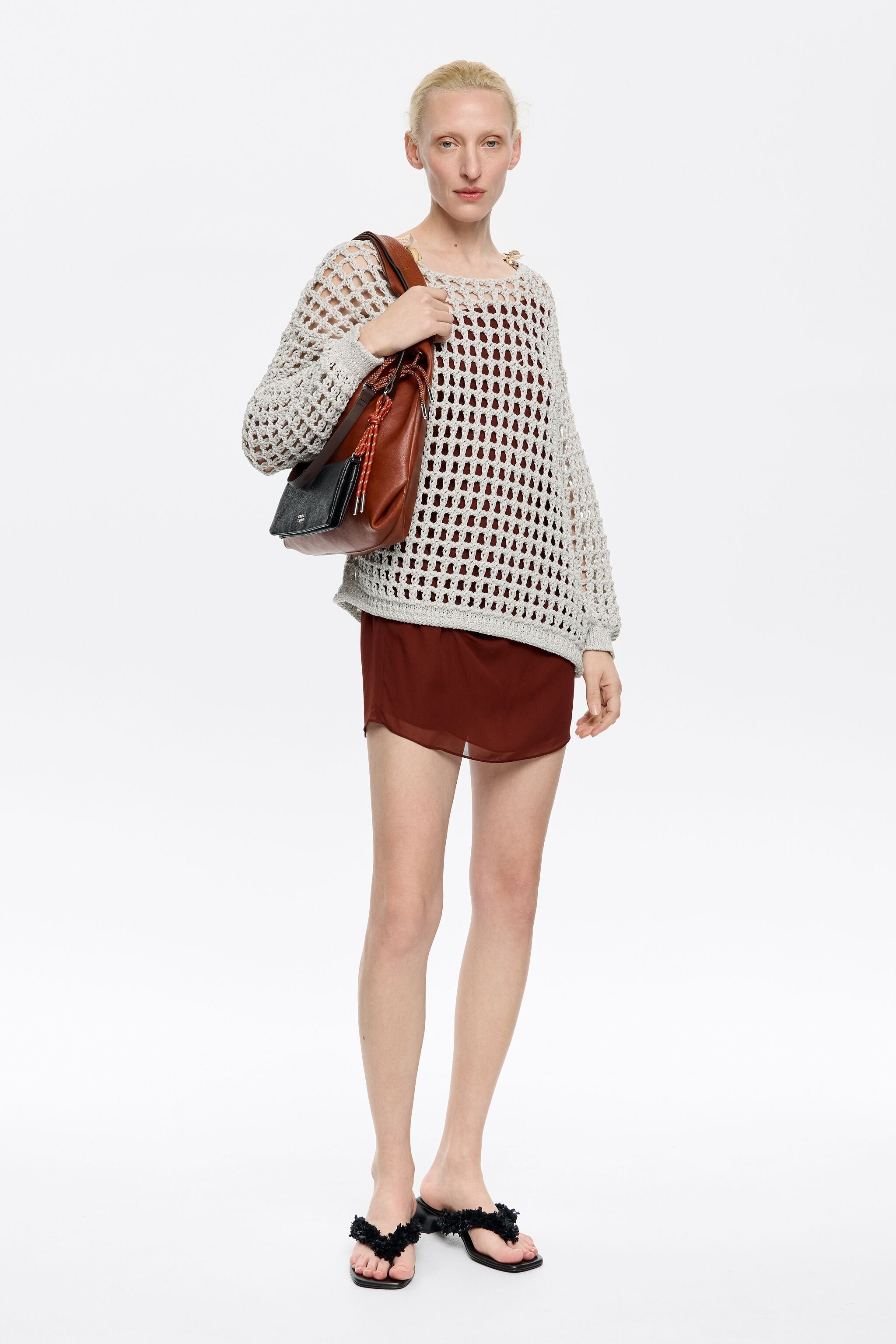 Silver openwork maxi jumper