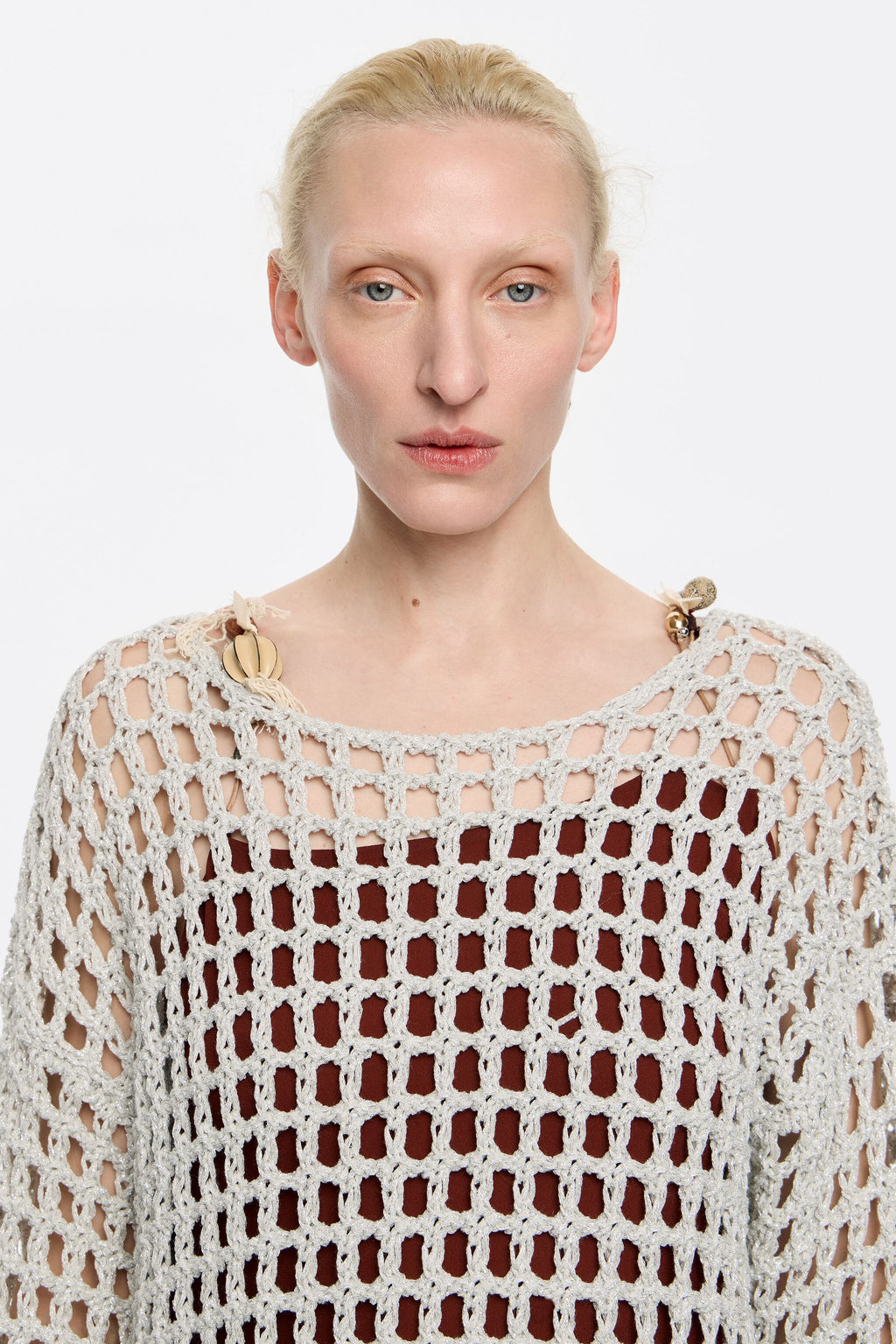 Silver openwork maxi jumper