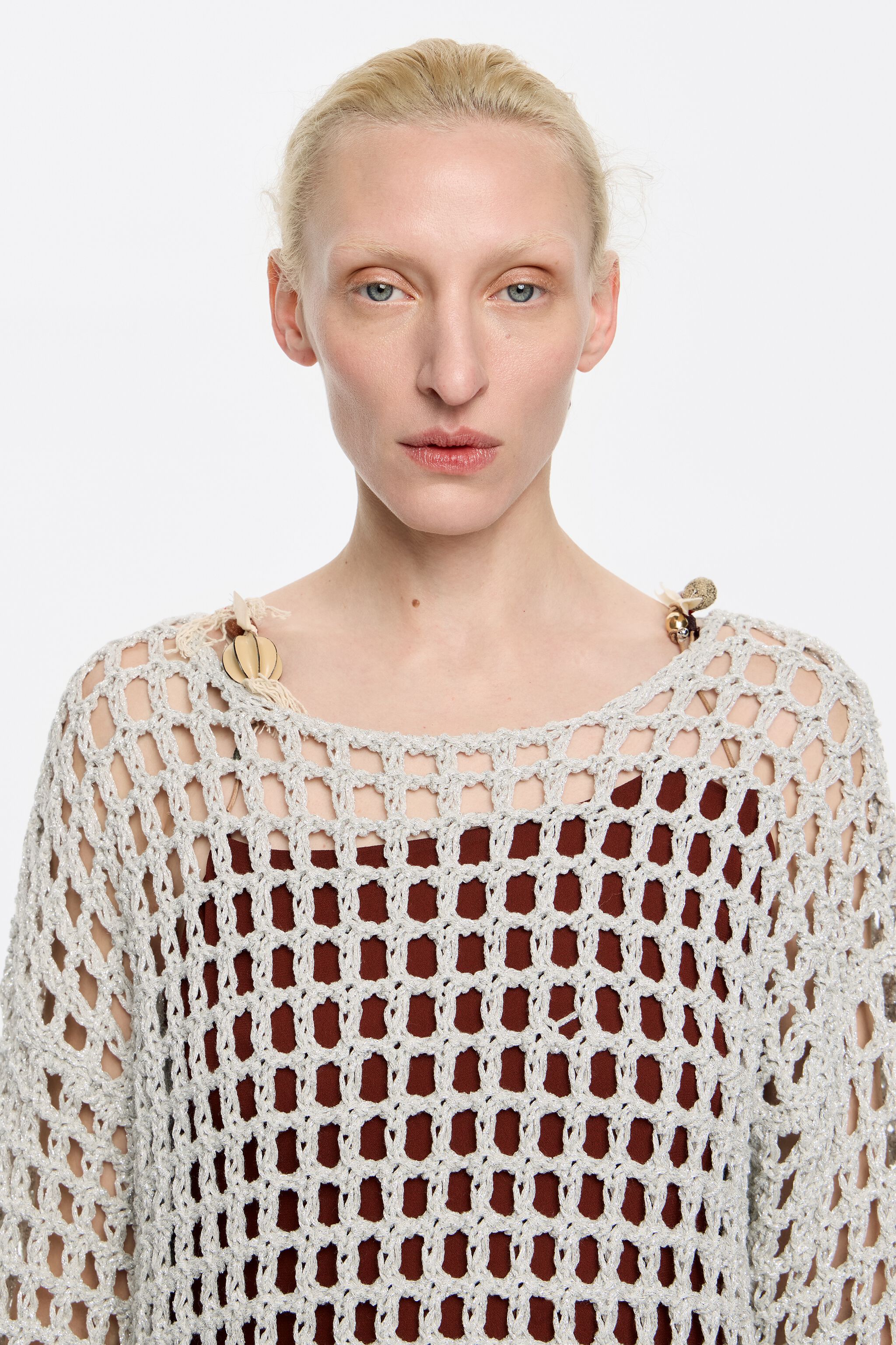 Silver openwork maxi jumper