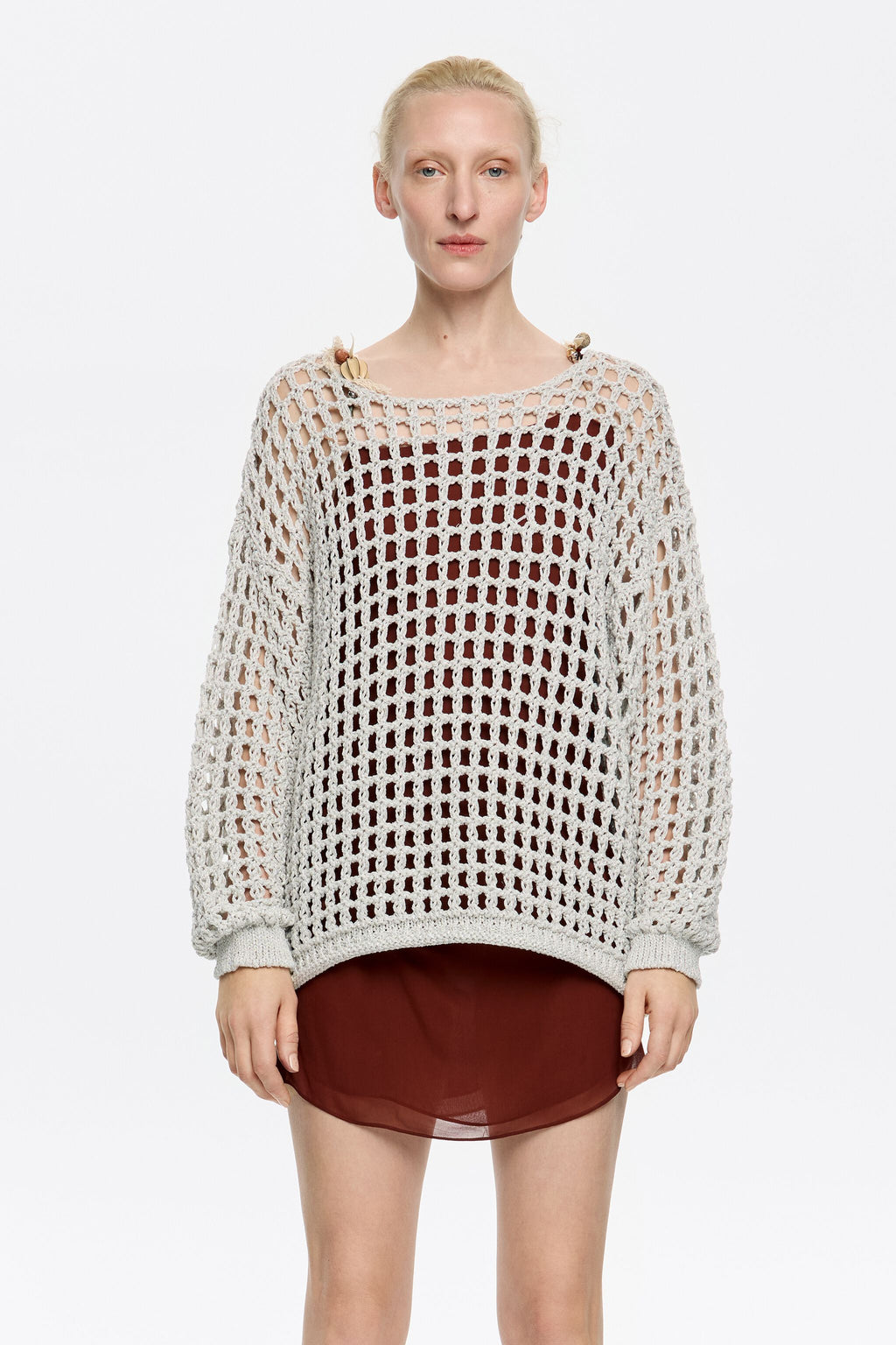 Silver openwork maxi jumper