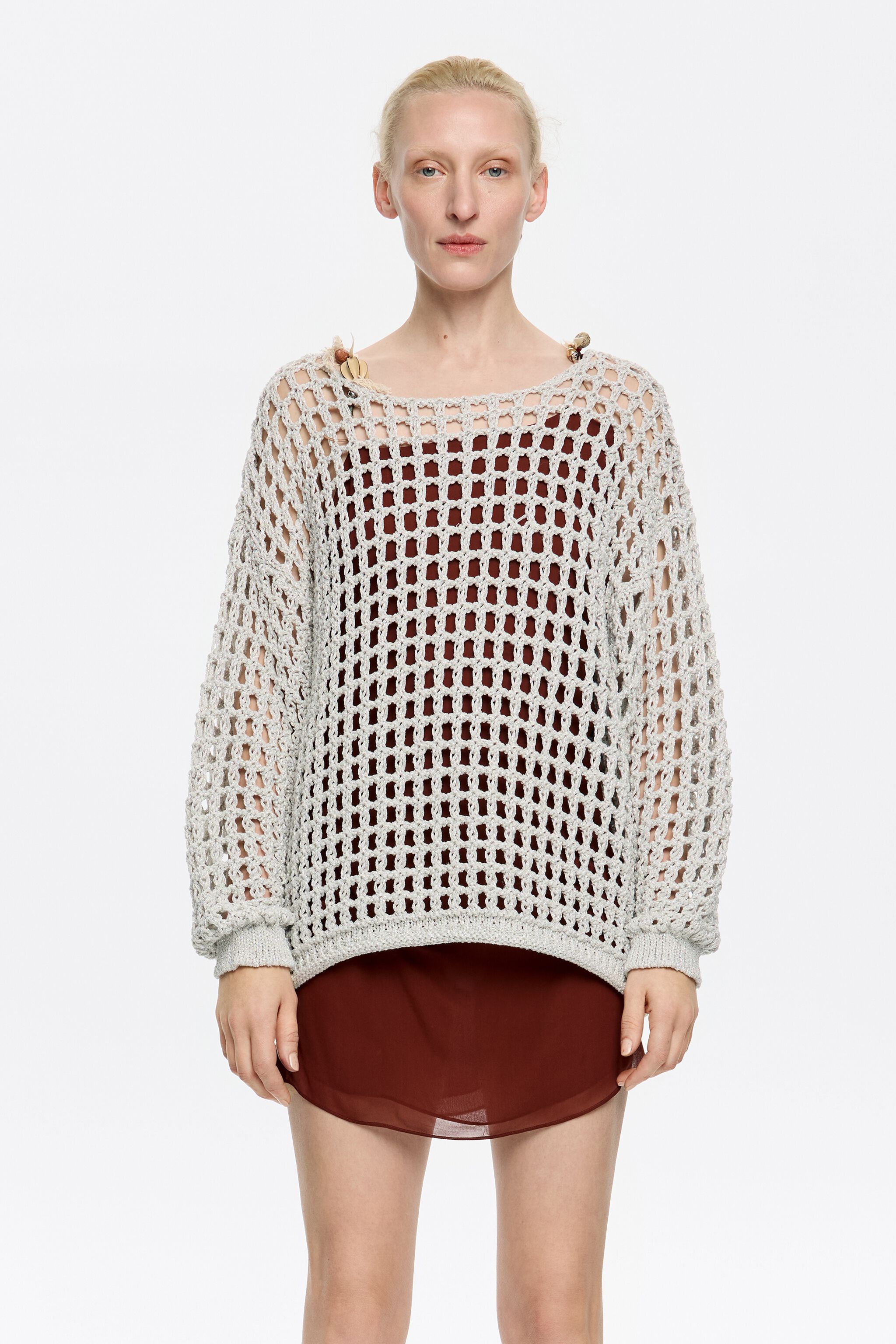 Silver openwork maxi jumper