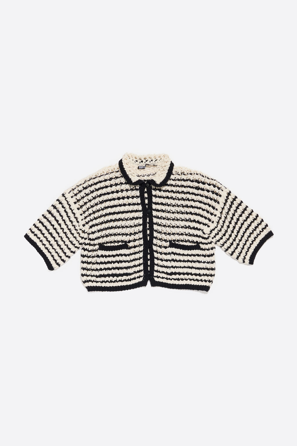 Striped cotton straight cardigan