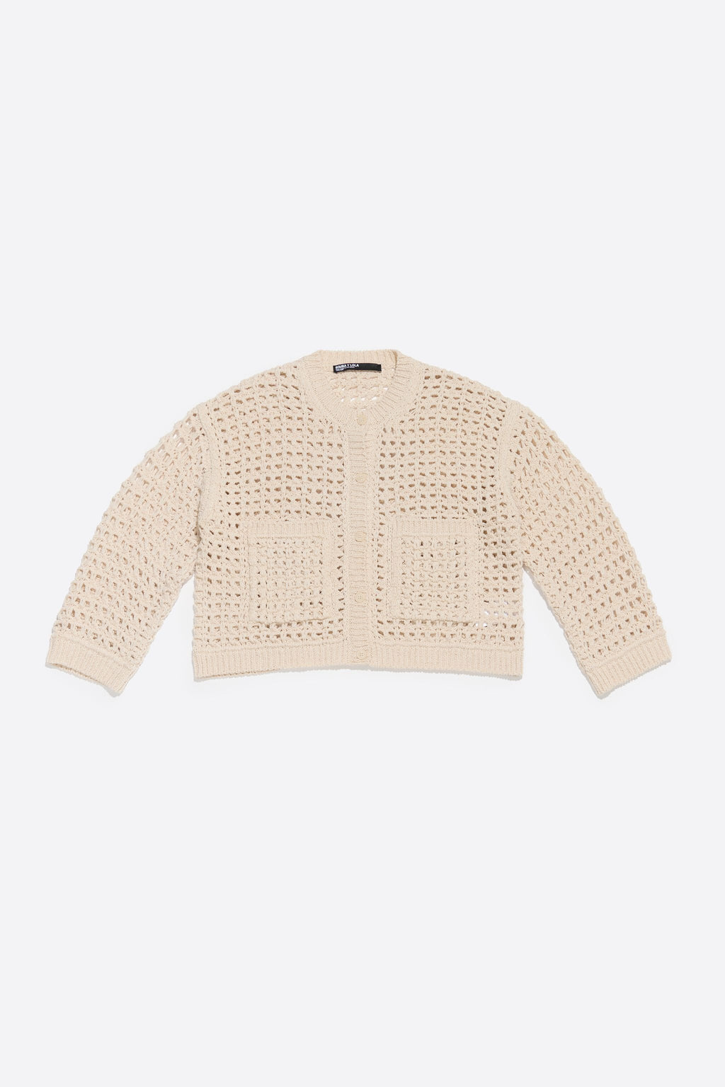 Beige straight openwork cardigan