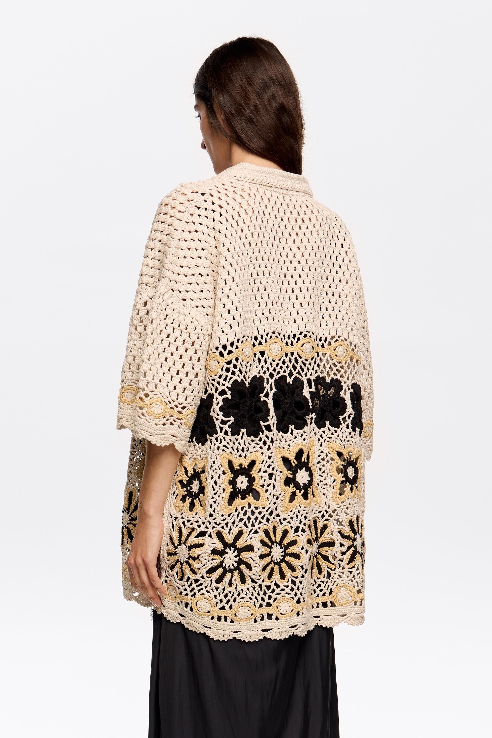 Beige oversize crochet cardigan