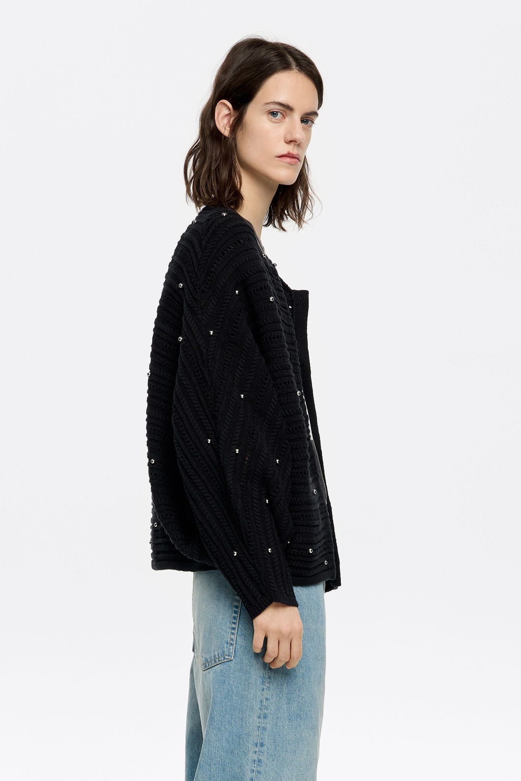 Black batwing sleeve cardigan