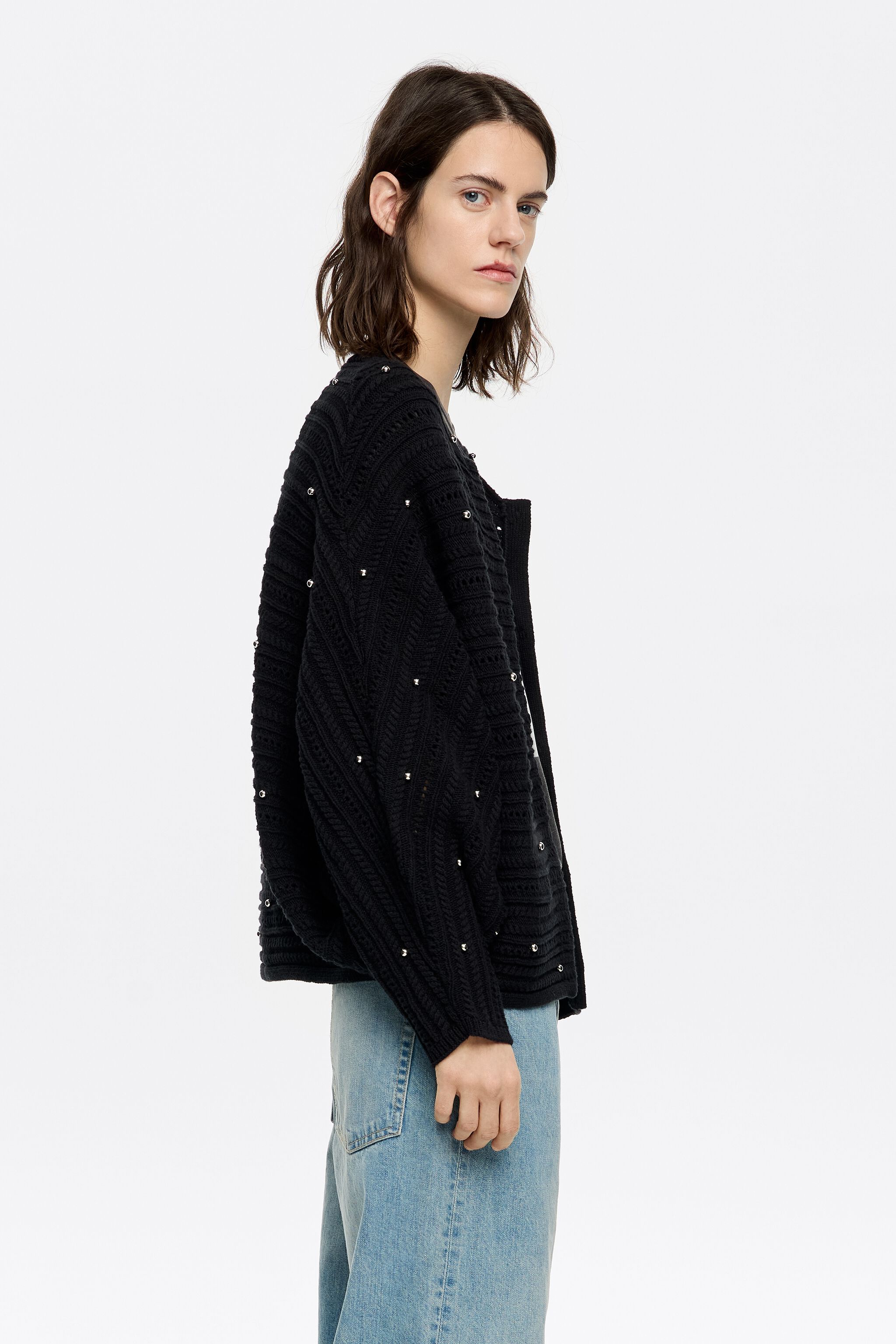 Black batwing sleeve cardigan