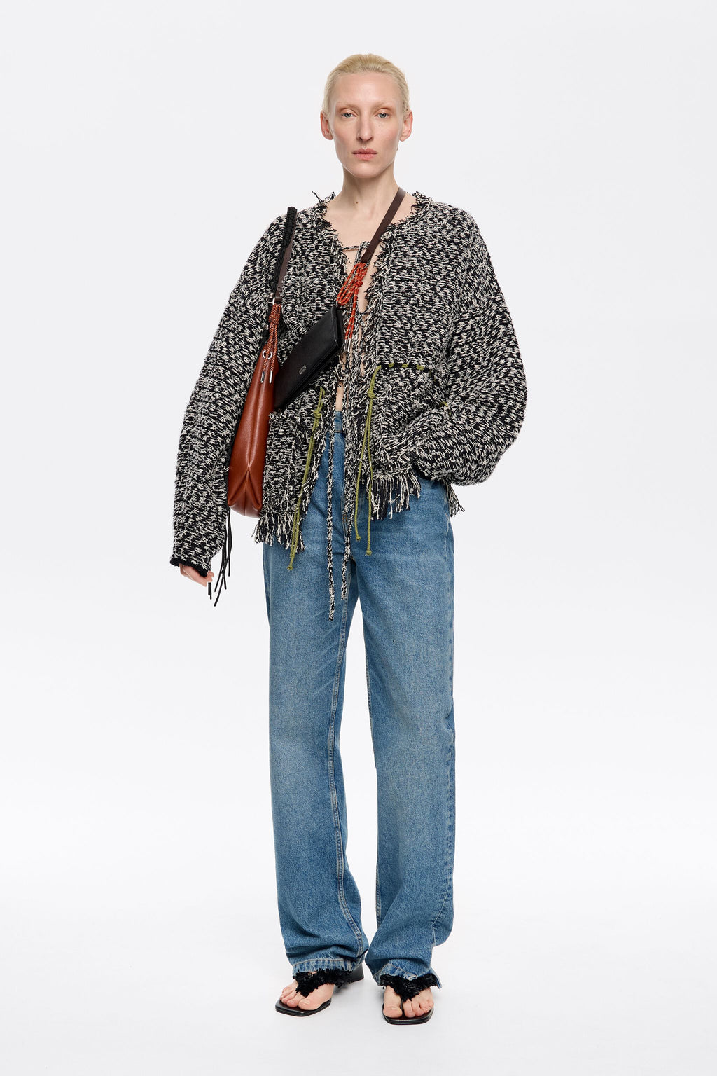 Long straight black cardigan