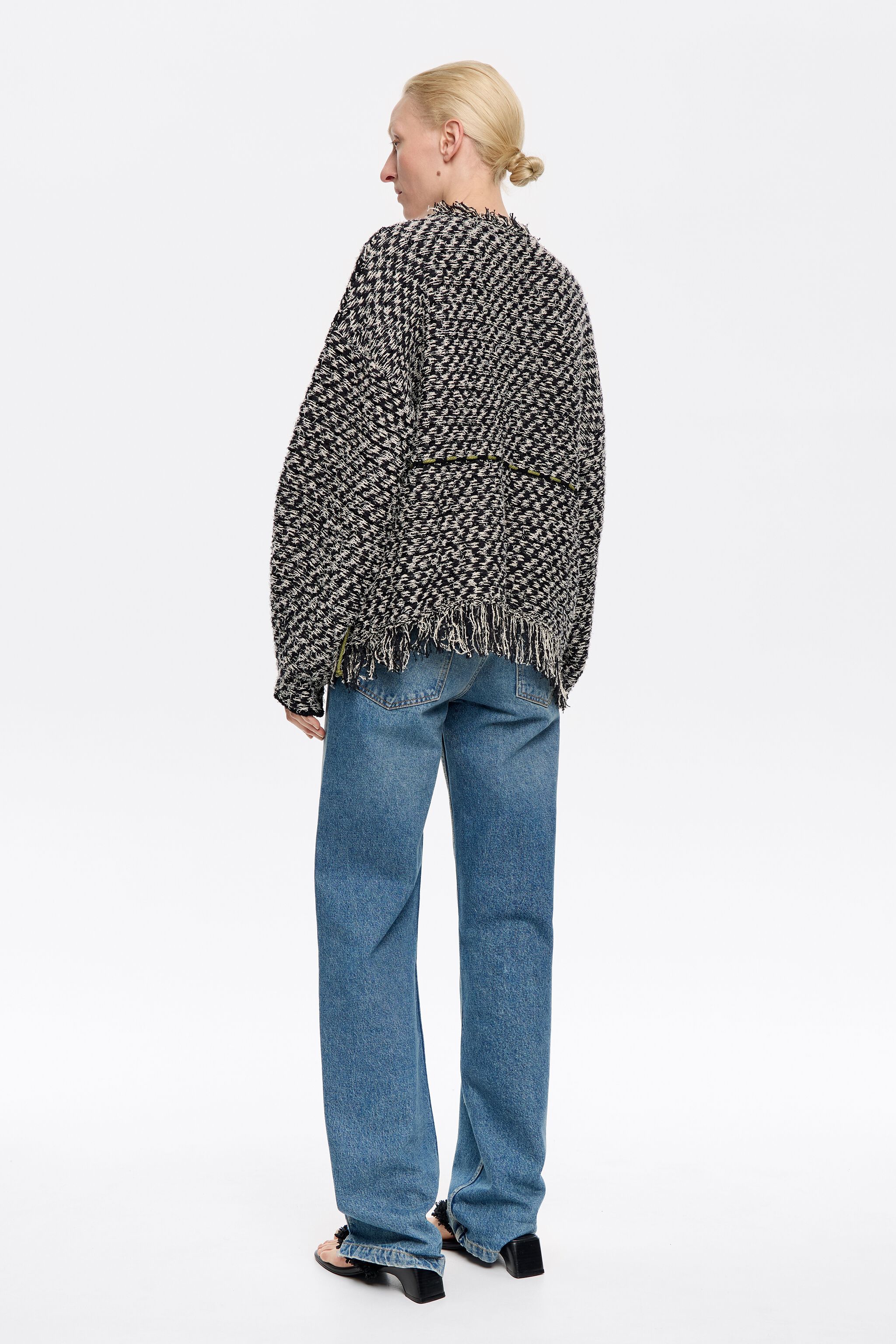 Long straight black cardigan